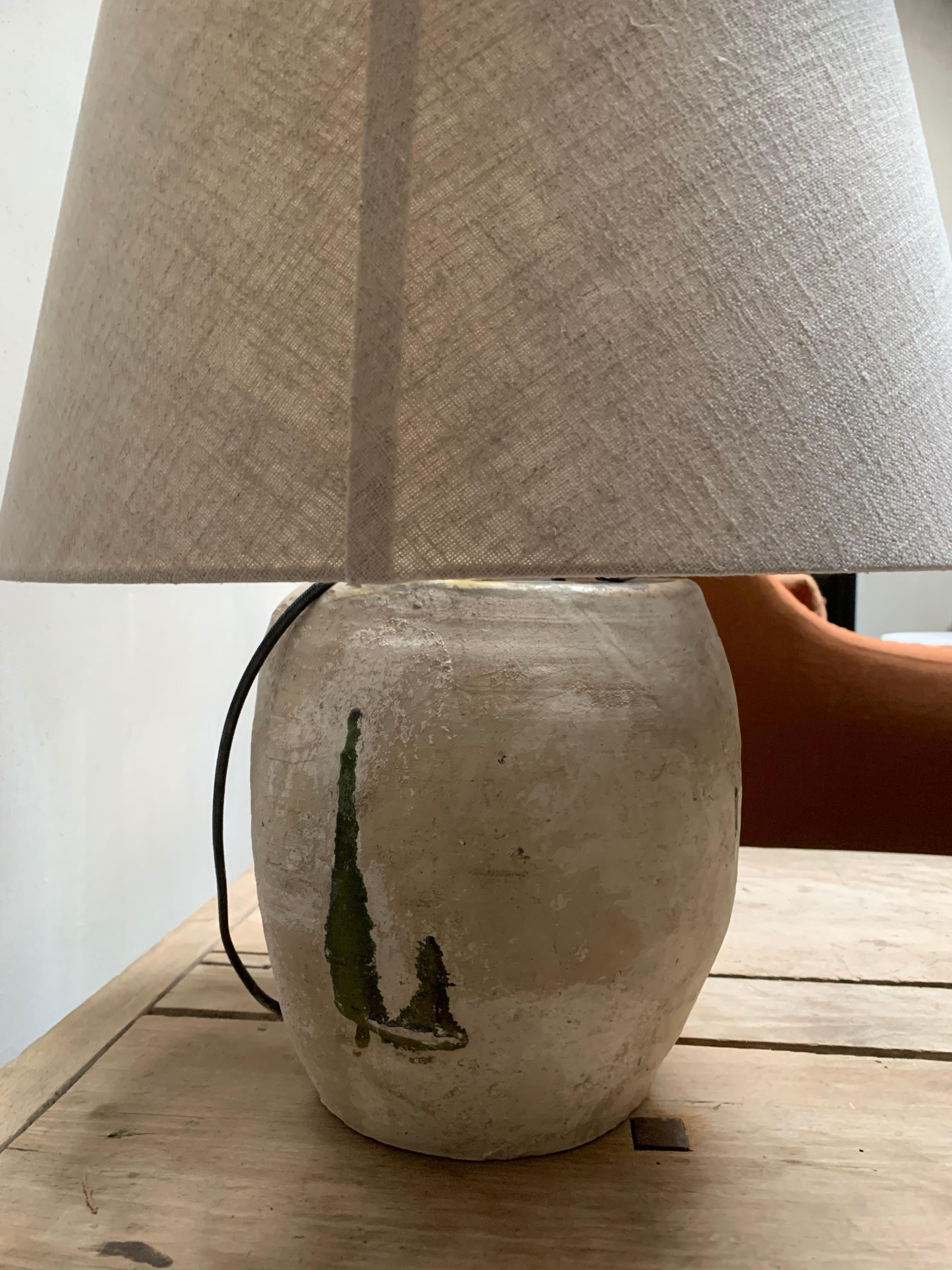 19th Century Ceramic Vase 'Pigeon Lovenest' Tablelamp In Good Condition In Vosselaar, BE