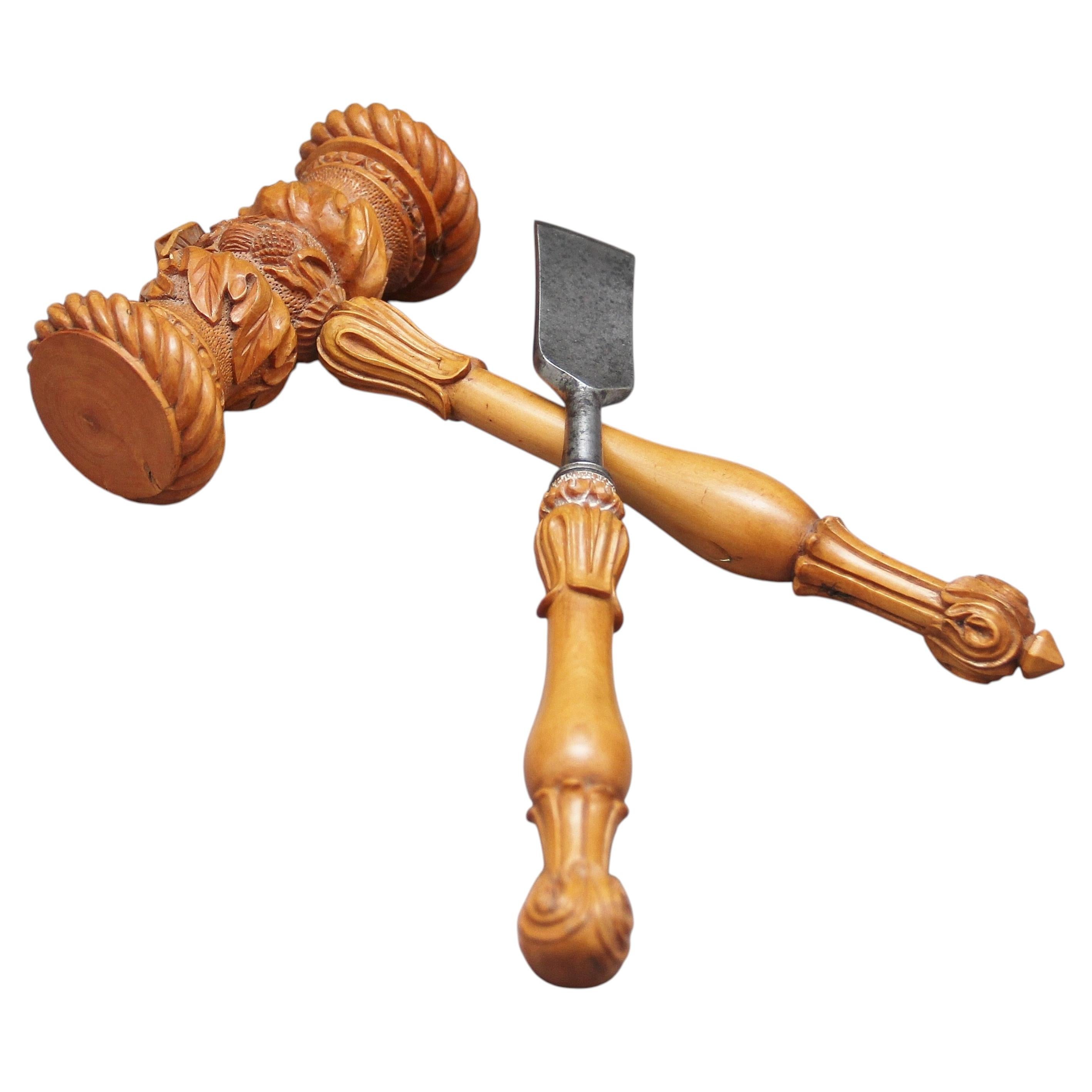 19th Century ceremonial launching mallet and chisel