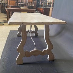19th Century Cerused White Washed Spanish Dining or Trestle Table or Desk