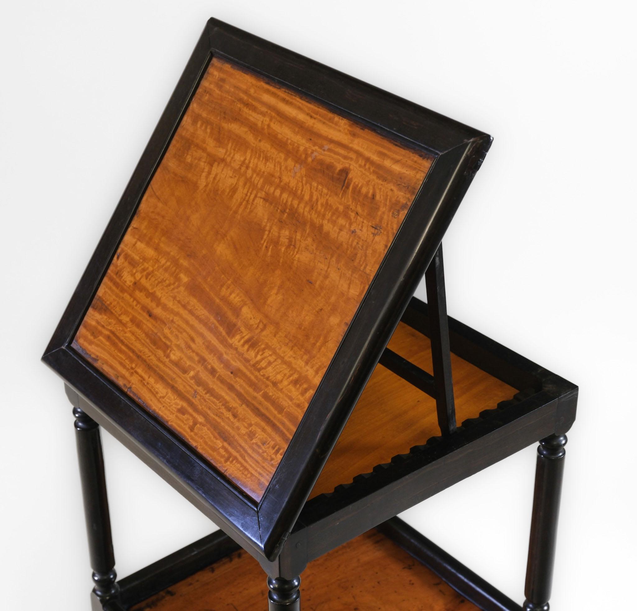 Sri-Lankais Stand de table pour étagère en ébène et bois de satin de Ceylan du 19e siècle en vente