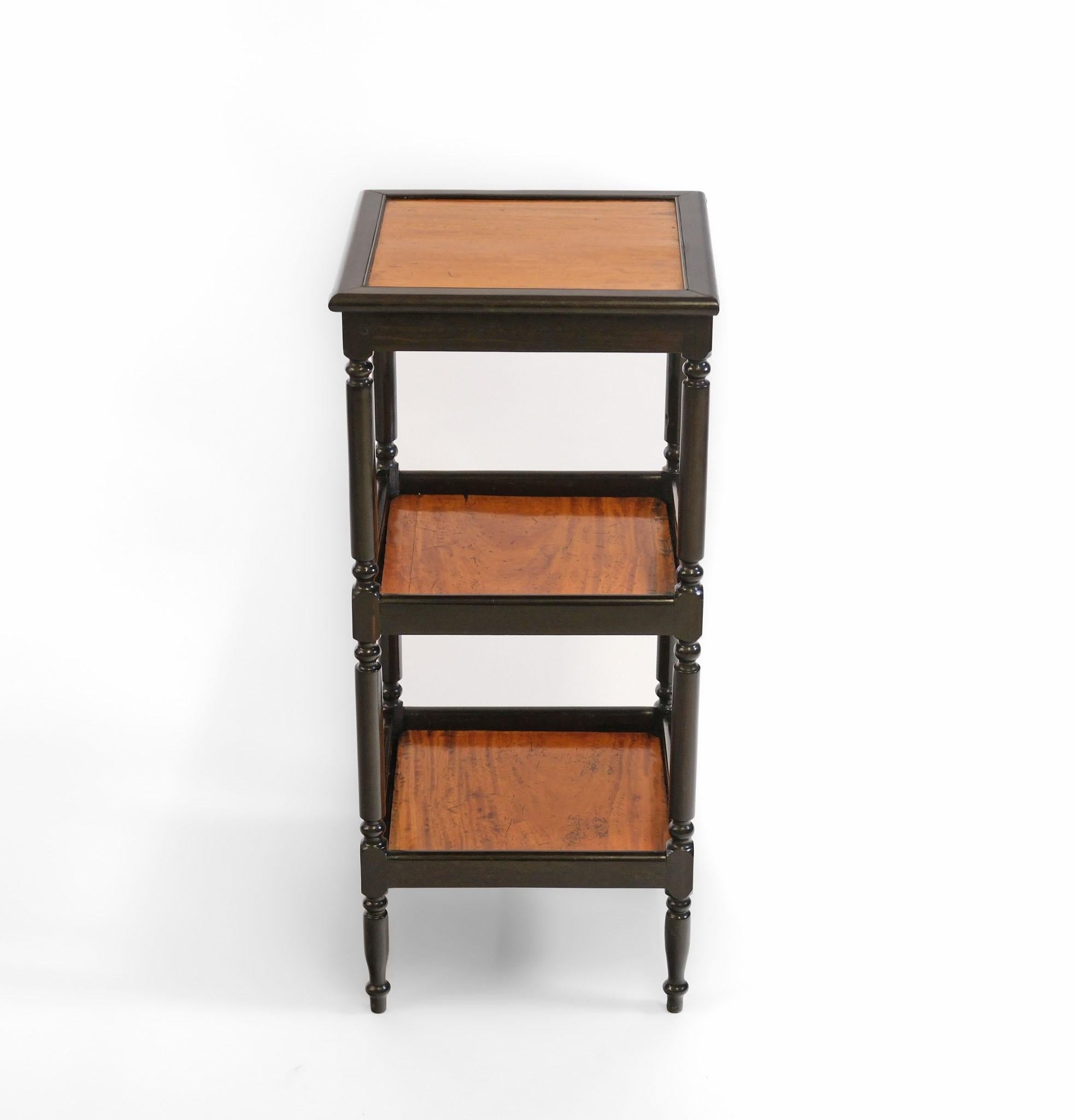 Ébène Stand de table pour étagère en ébène et bois de satin de Ceylan du 19e siècle en vente