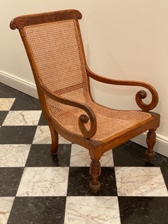 19th Century Ceylonese Solid Satinwood Caned Reading Chair