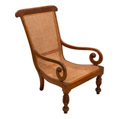 19th Century Ceylonese Solid Satinwood Caned Reading Chair