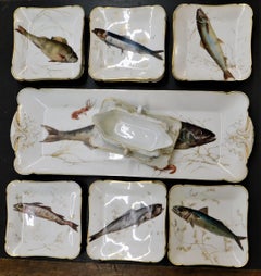 19th Century C.H. Field Haviland Limoges France 15 Piece Fish Serving Set