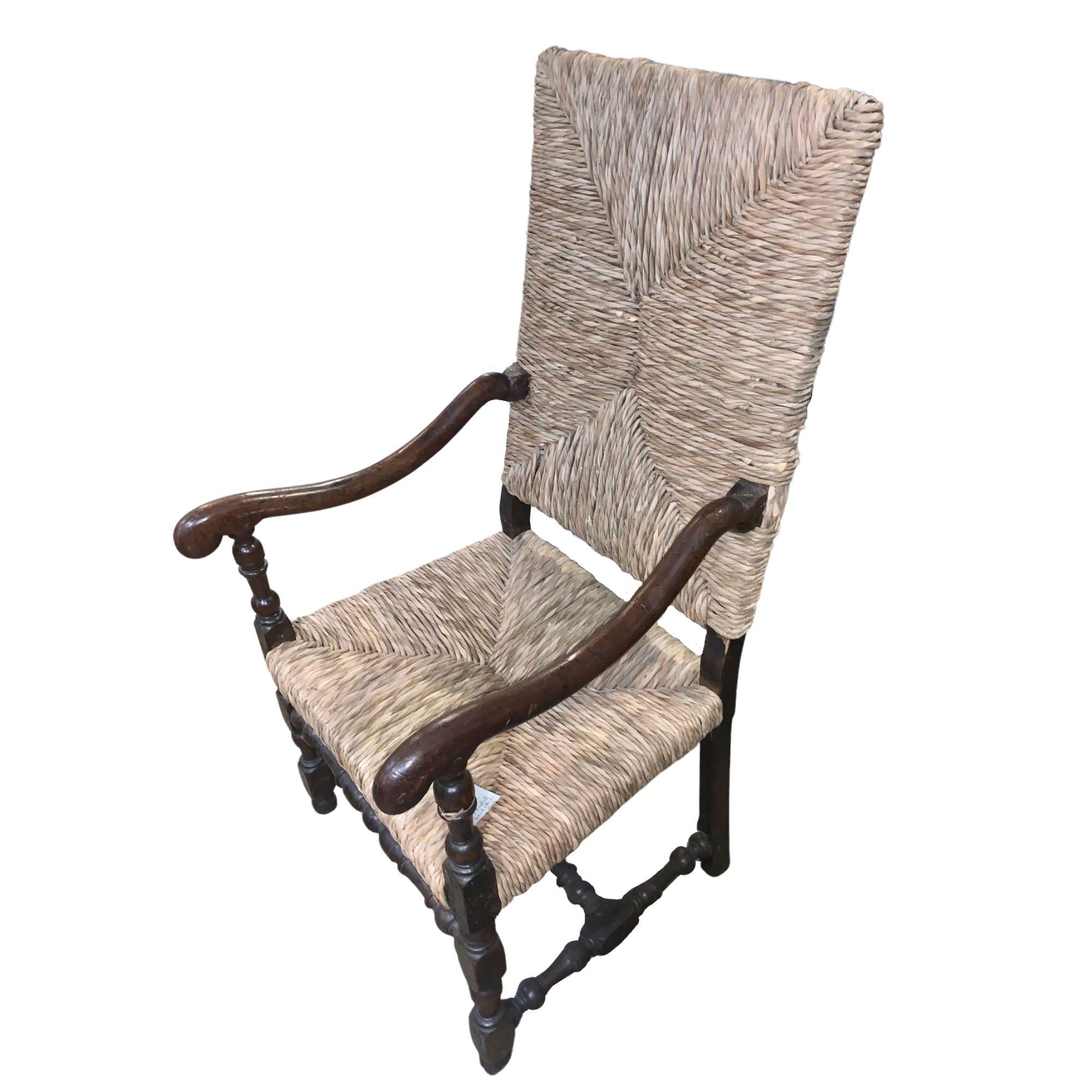 Stuhl aus dem 19. Jahrhundert mit gepolsterter Rückenlehne 