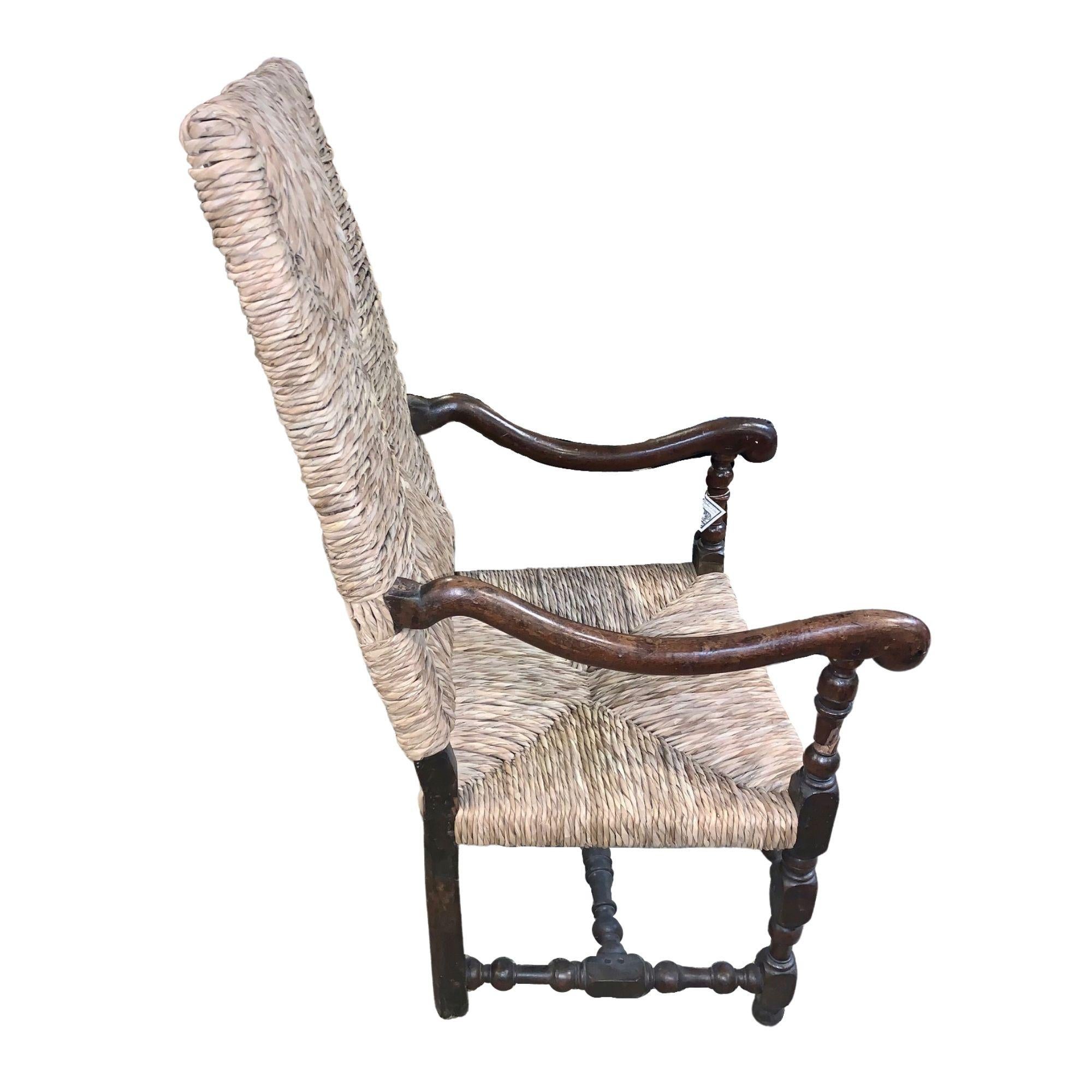 Stuhl aus dem 19. Jahrhundert mit Binsen-Sitzrückenlehne im Angebot 1