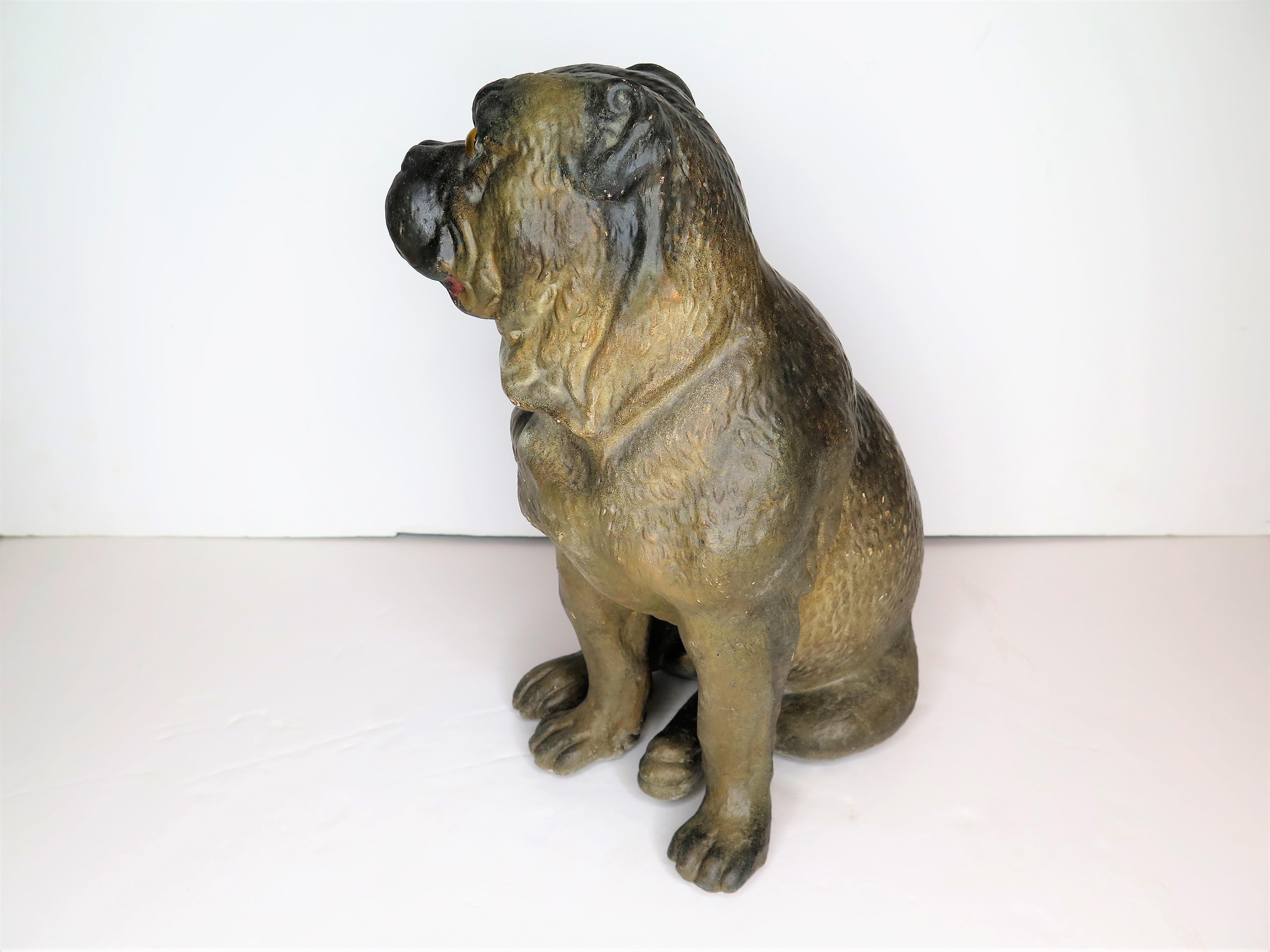 A 19th Century Terracotta Painted Dog Figure / Boxer with Glass Eyes 2