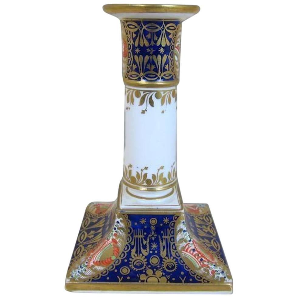 19th Century Chamberlain Worcester Porcelain Decorated Candlestick