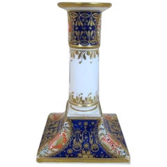 19th Century Chamberlain Worcester Porcelain Decorated Candlestick