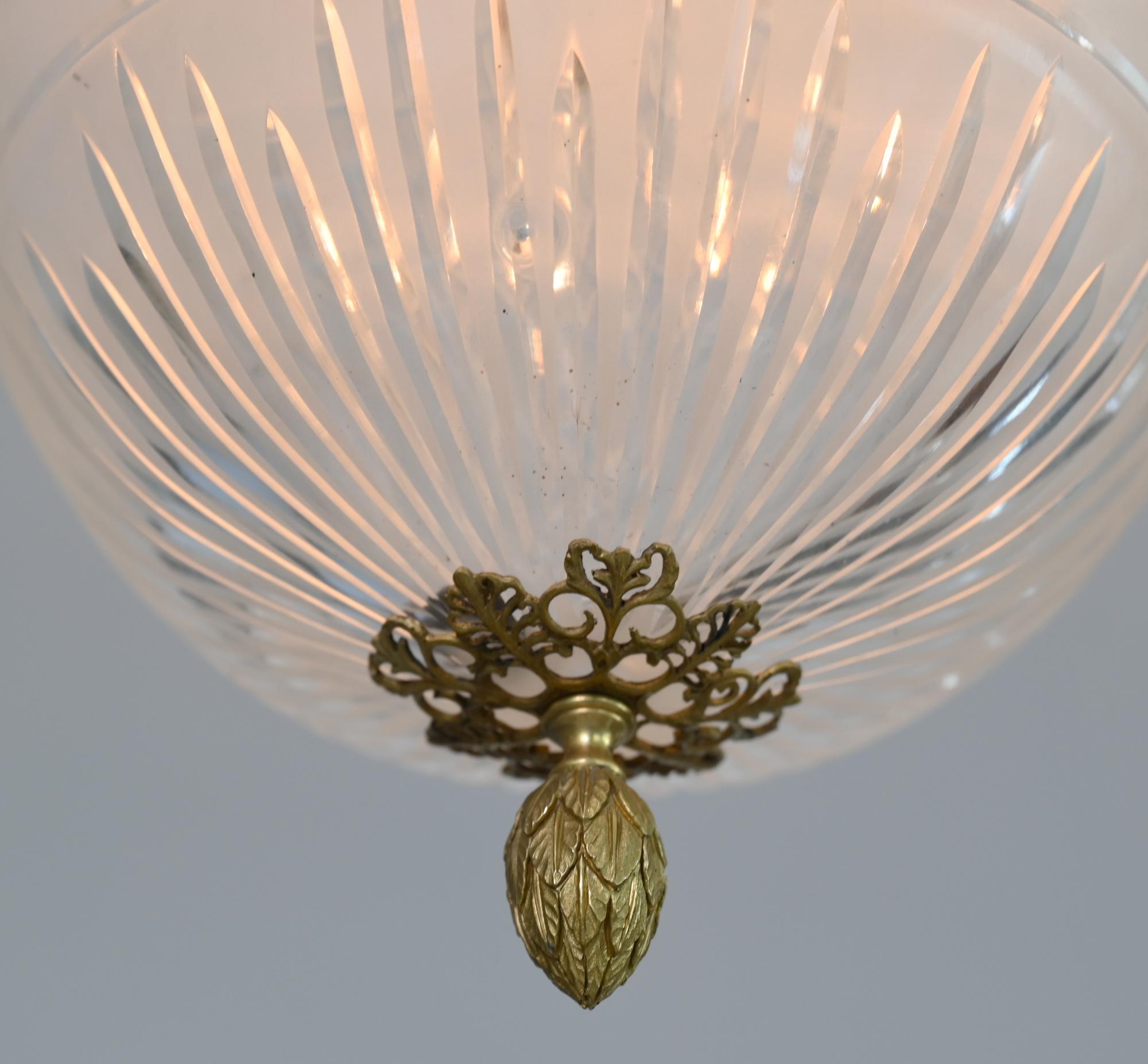 Swedish 19th Century Chandelier Sweden or Baltic States Cut Glas Gilded For Sale
