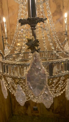 Milan Chandelier with 16 Lights in Nickel Bronze and Mother-of-Pearl