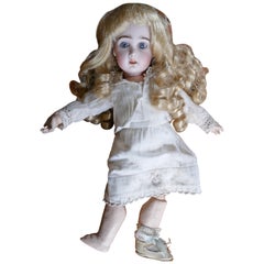 19th Century Character Doll with Wig and Clothes