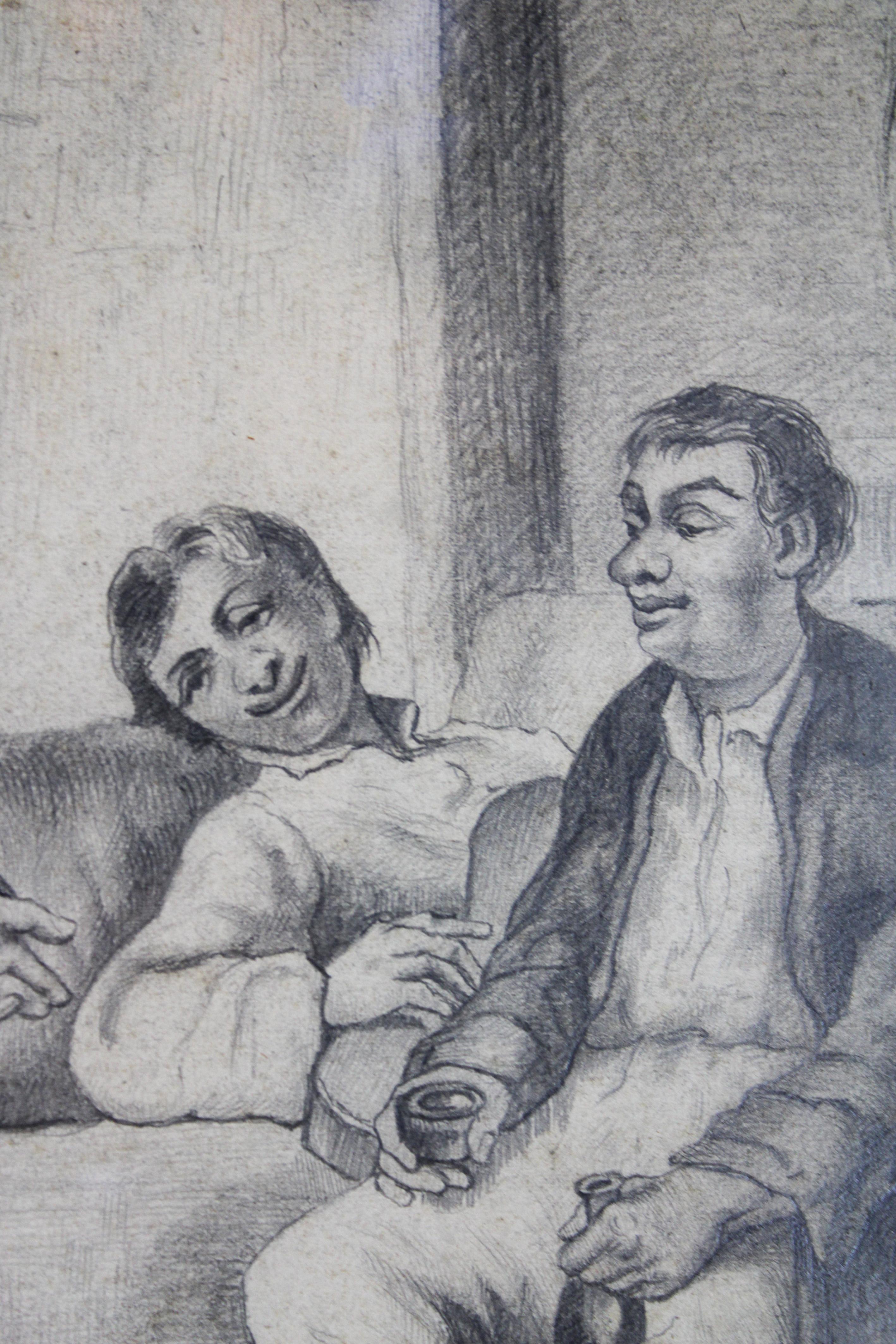 Paper 19th Century Charcoal Drawing 