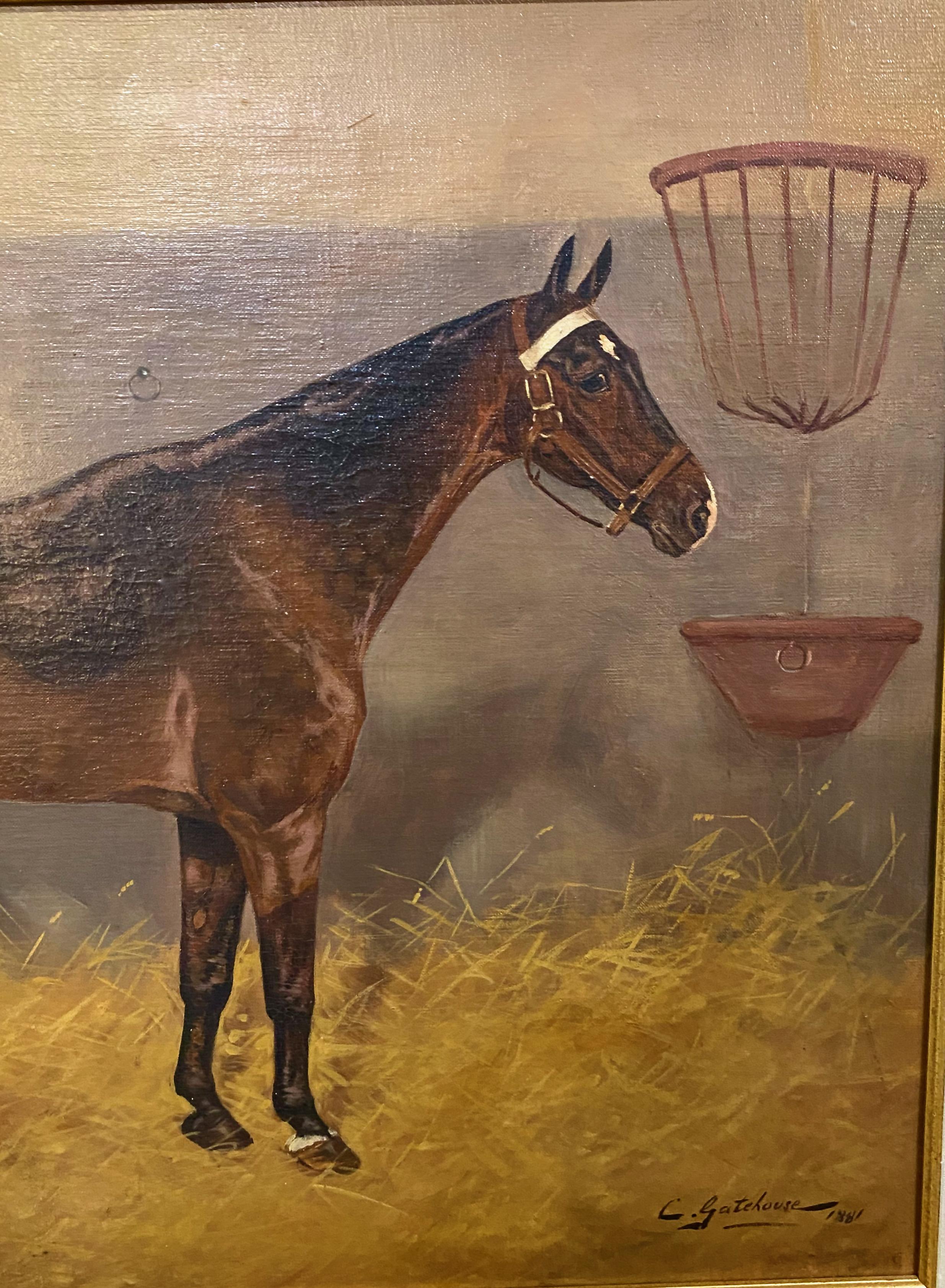 19th Century Charles E. Gatehouse Horse Painting In Good Condition For Sale In Pasadena, CA