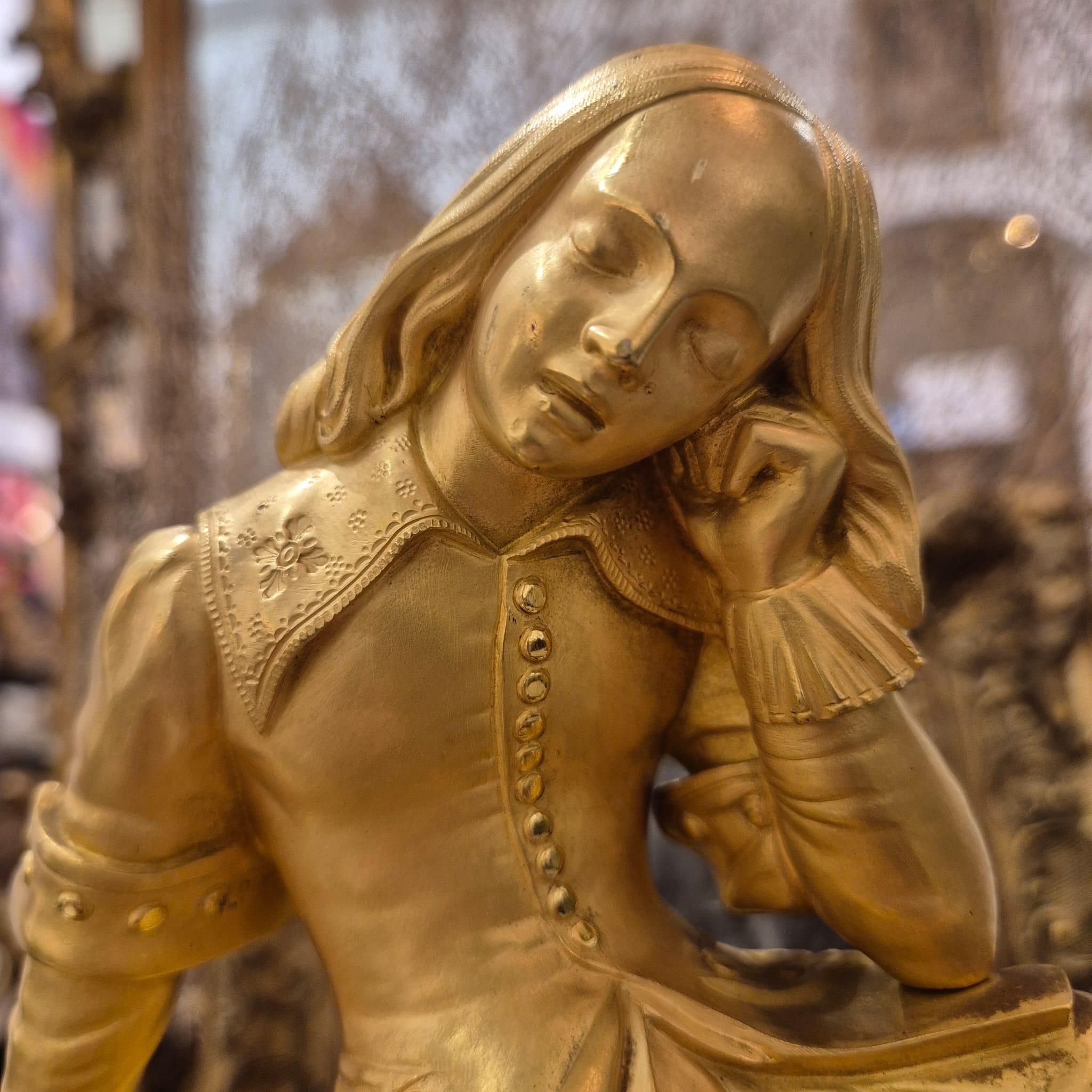 19th Century Charles X Clock with a Statue of a Romantic Young Nobleman. For Sale 9