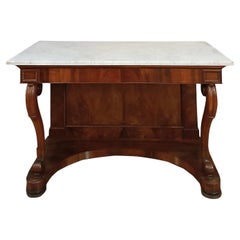 19th CENTURY CHARLES X CONSOLLE IN WALNUT AND CARRARA MARBLE
