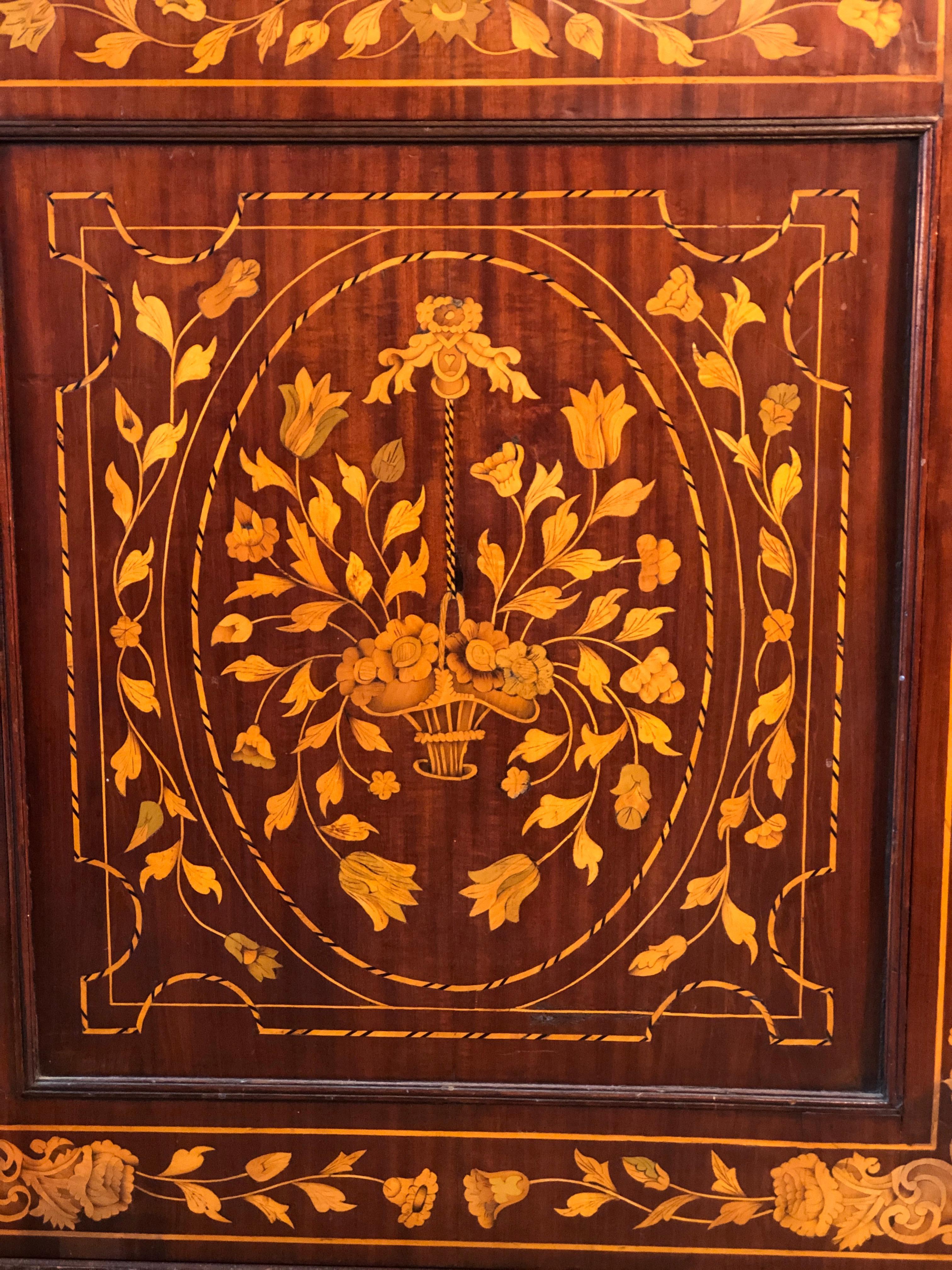19th Century Charles X Dutch Inlay Mahogany Armoires, 1830s In Good Condition In Roma, RM