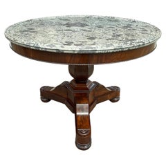 19th Century Charles X French Mahogany Marble Top Gueridon Table