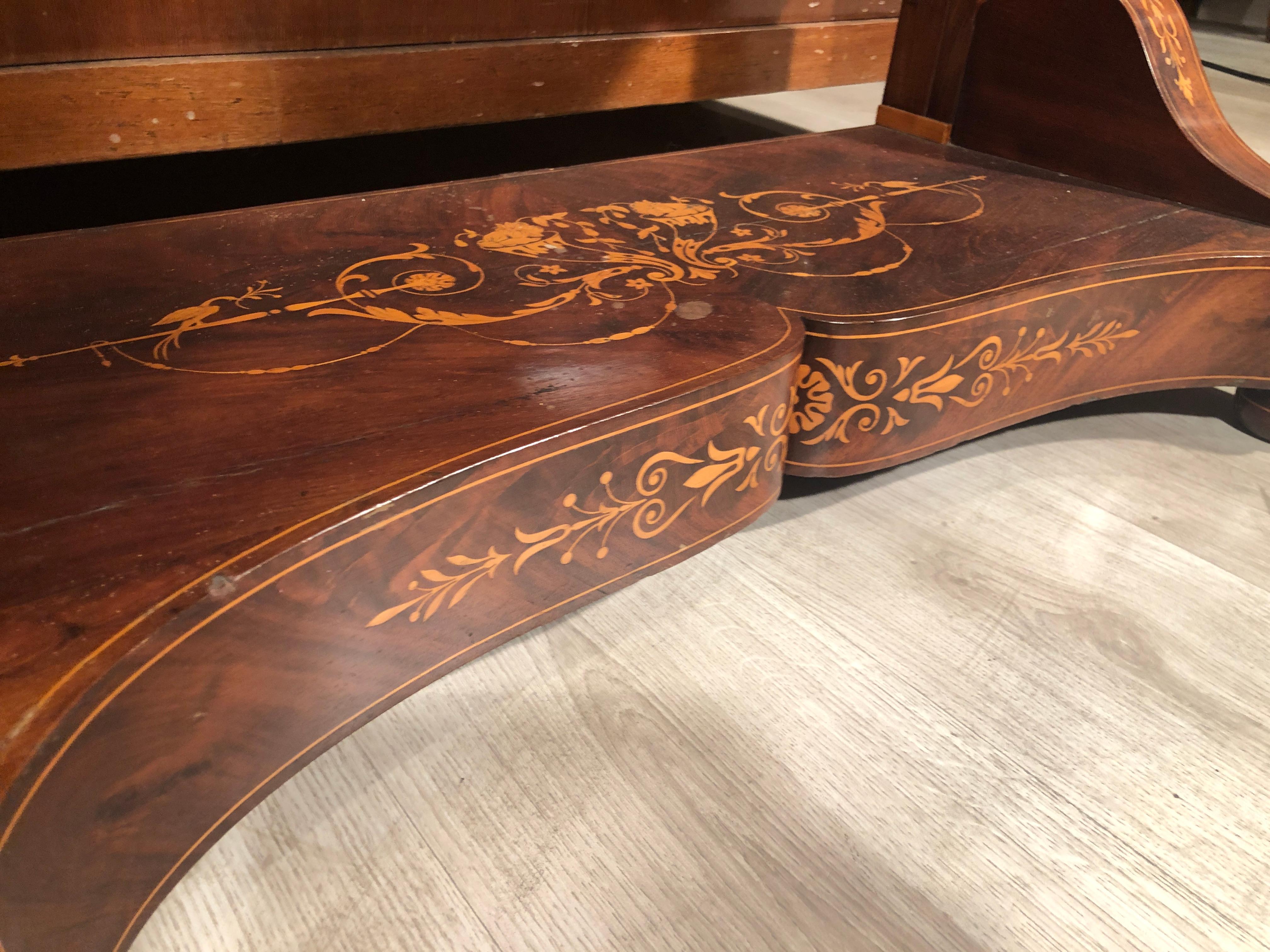 Early 19th Century 19th Century Charles X French Rosewood Consolle Toletta with Marble, 1820s For Sale