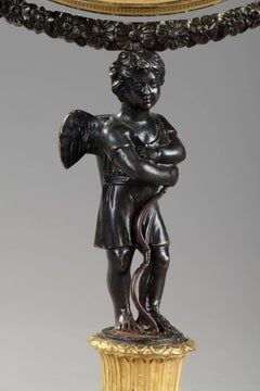 19. Jahrhundert Charles X. Schwenkspiegel aus vergoldeter und patinierter Bronze