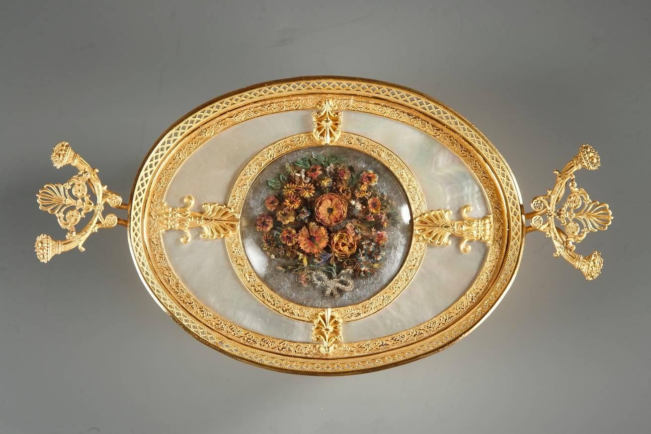 19th Century Charles X Gilt Bronze and Mother-of-Pearl Box For Sale 2