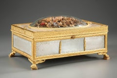 19th Century Charles X Gilt Bronze and Mother of Pearl Box with Flowers