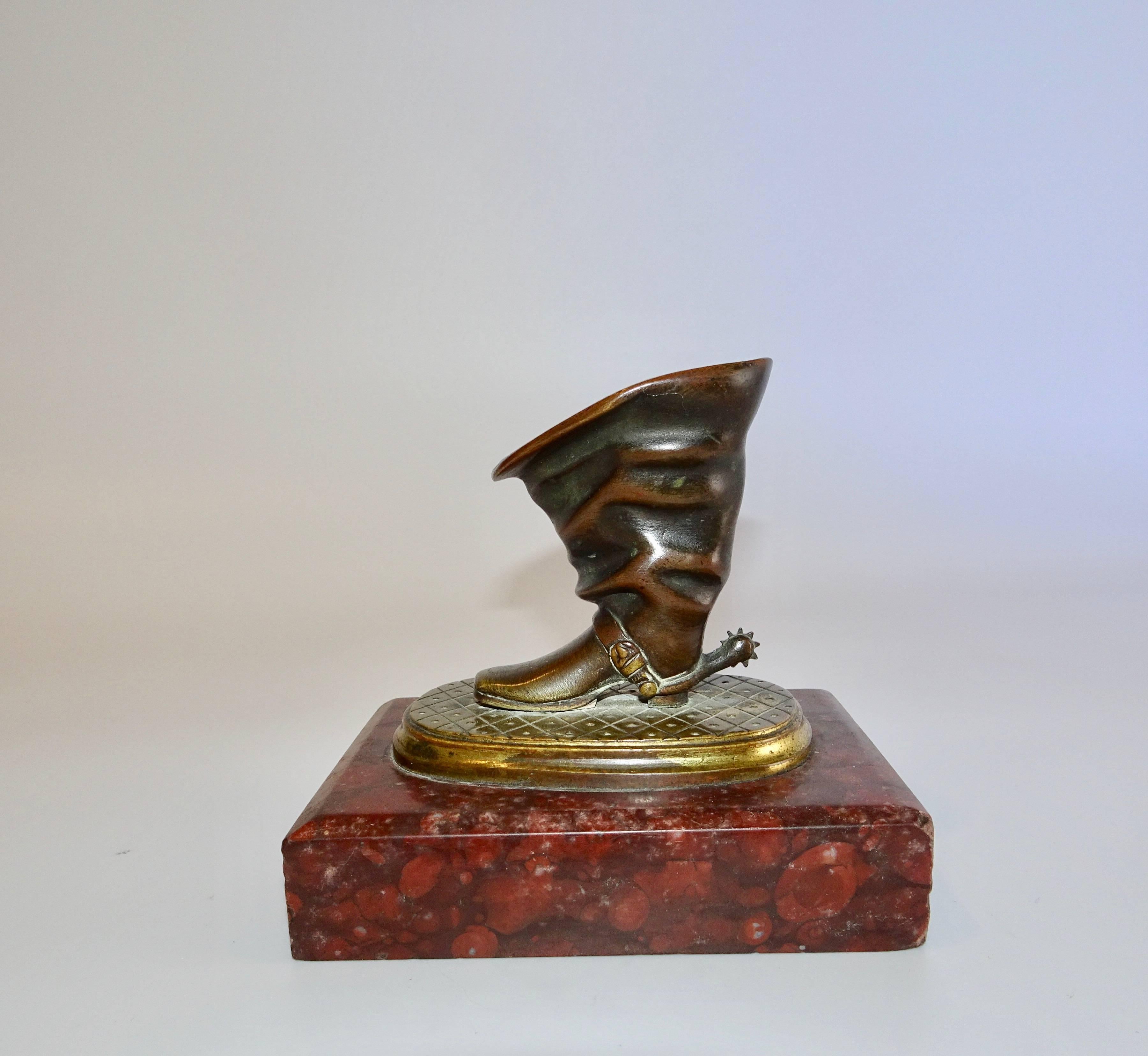 19th Century Charles X Bronze Gilt-Metal Quill Holders on Red Marble Plinths For Sale 1