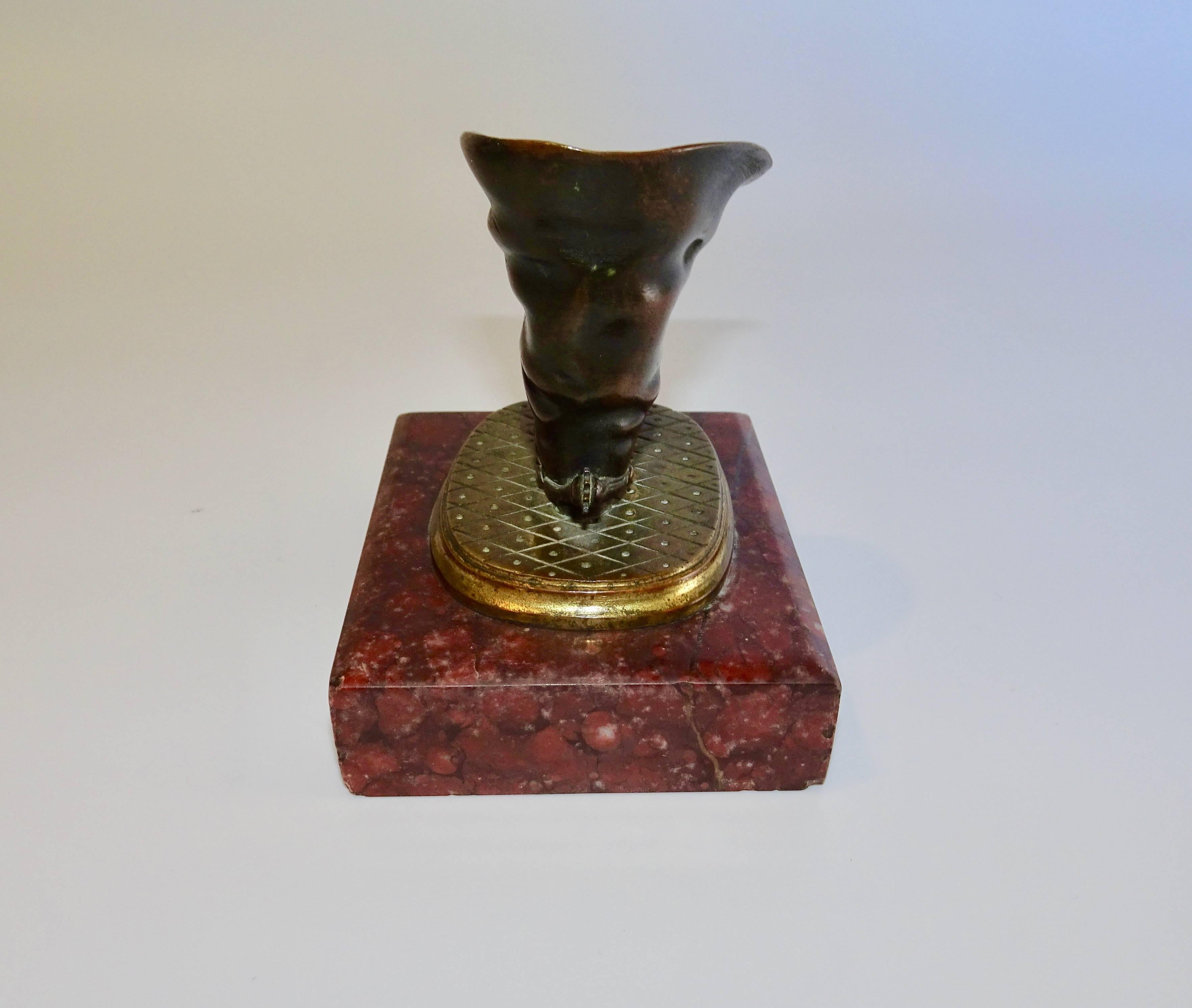 19th Century Charles X Bronze Gilt-Metal Quill Holders on Red Marble Plinths For Sale 3