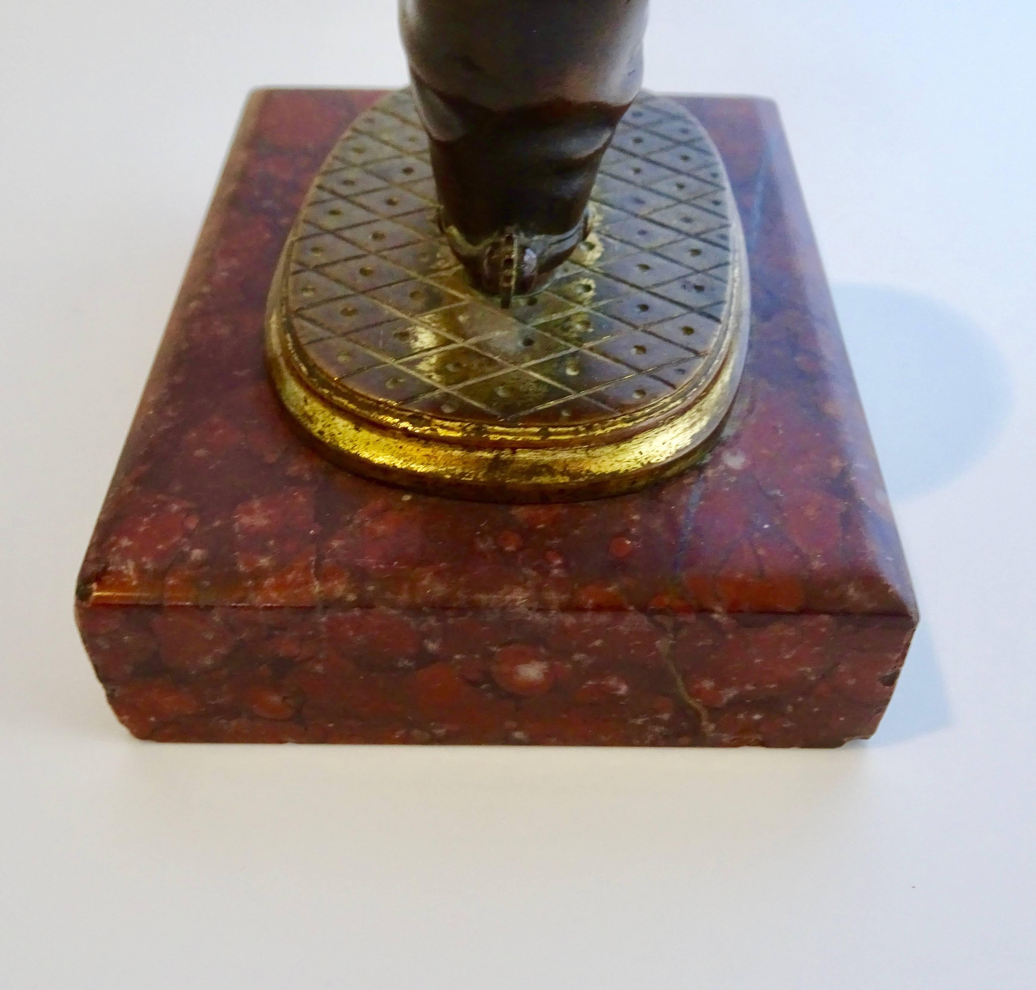 19th Century Charles X Bronze Gilt-Metal Quill Holders on Red Marble Plinths For Sale 4