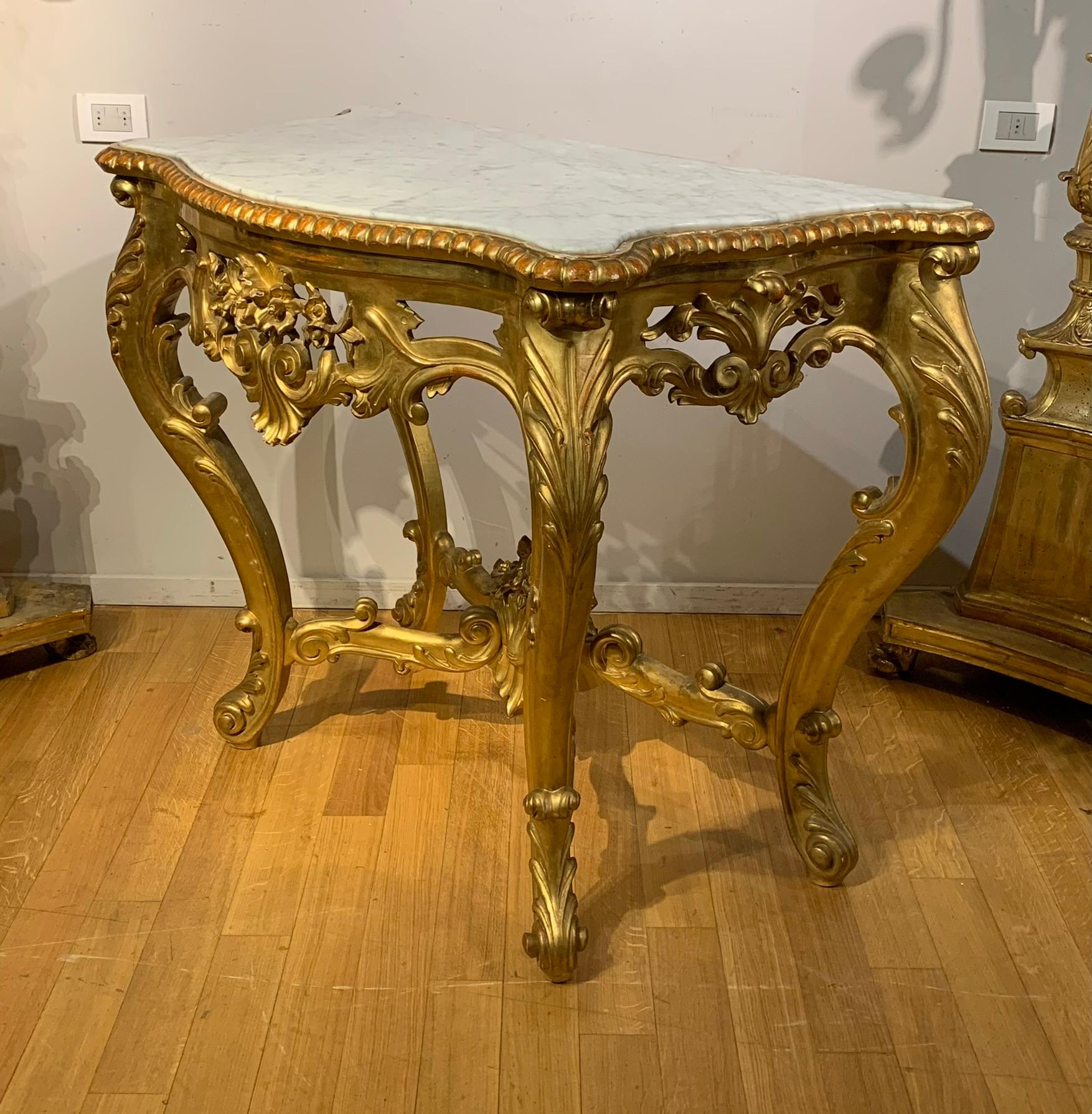 19th CENTURY CHARLES X GOLDEN CONSOLE For Sale 4