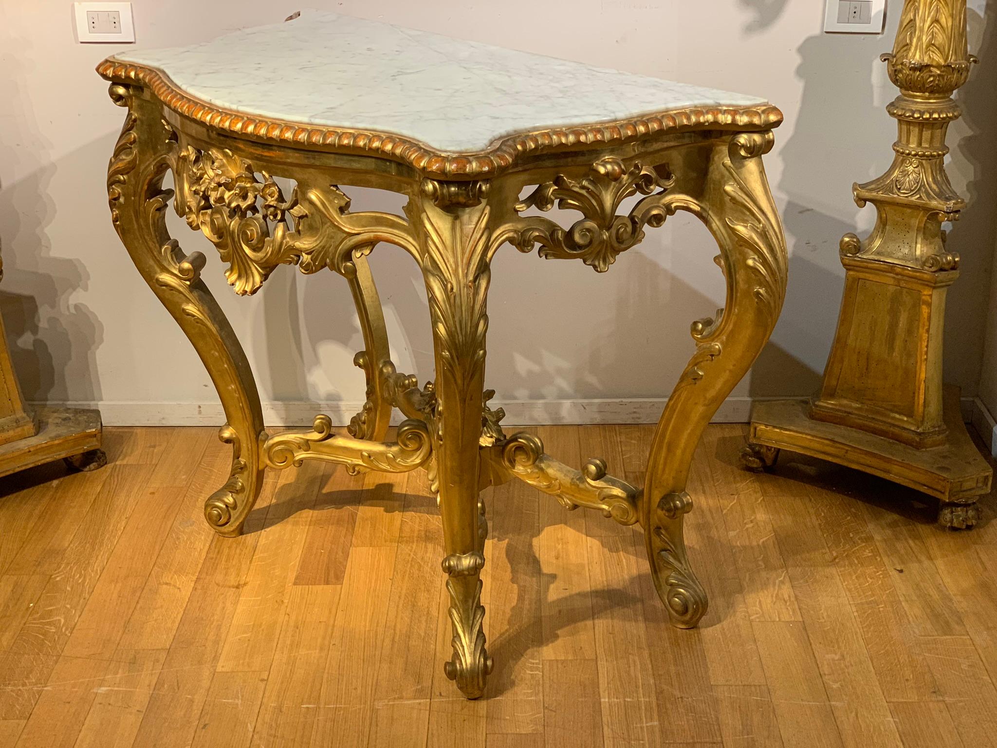 19th CENTURY CHARLES X GOLDEN CONSOLE For Sale 5