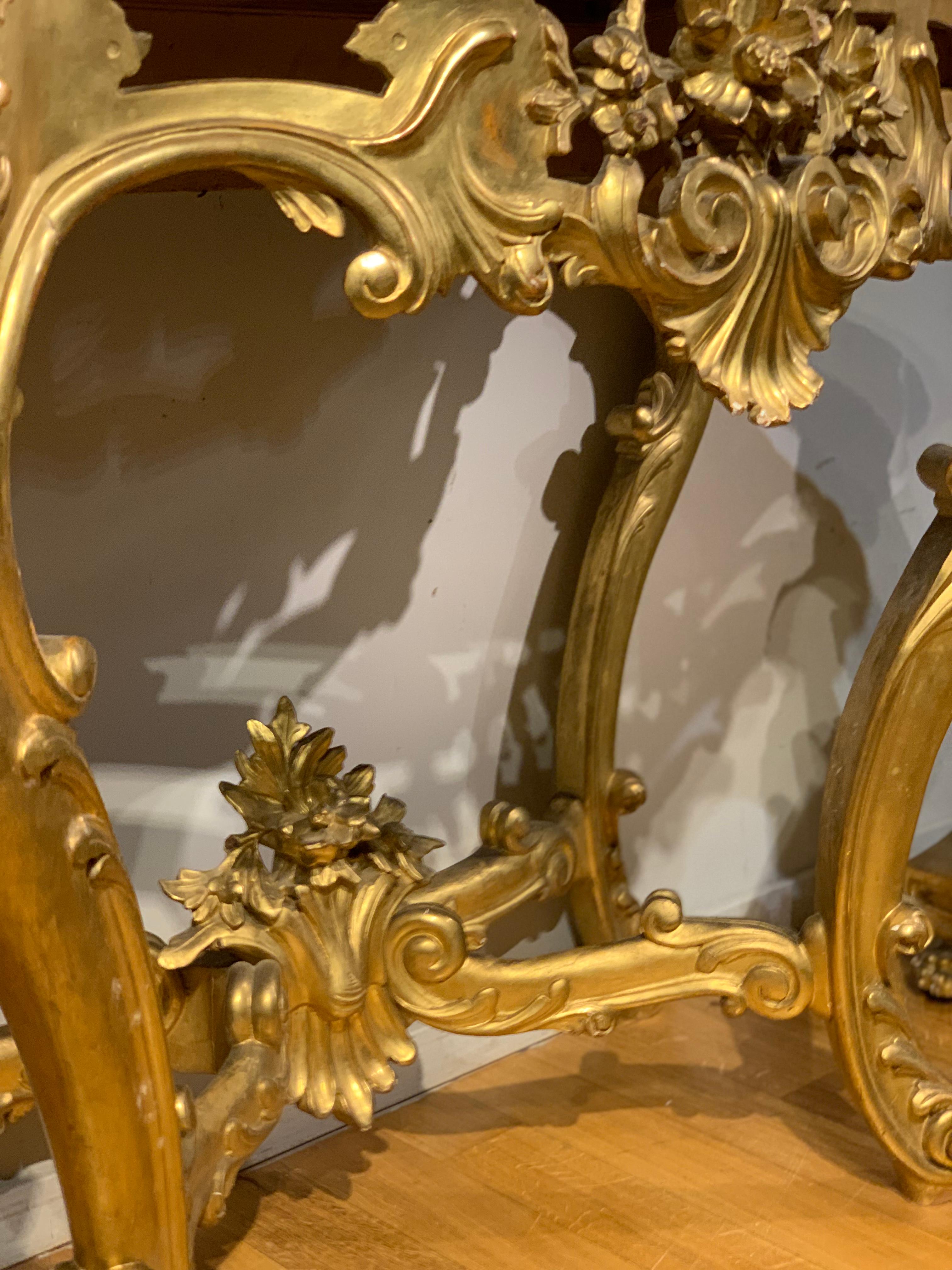 19th Century 19th CENTURY CHARLES X GOLDEN CONSOLE For Sale