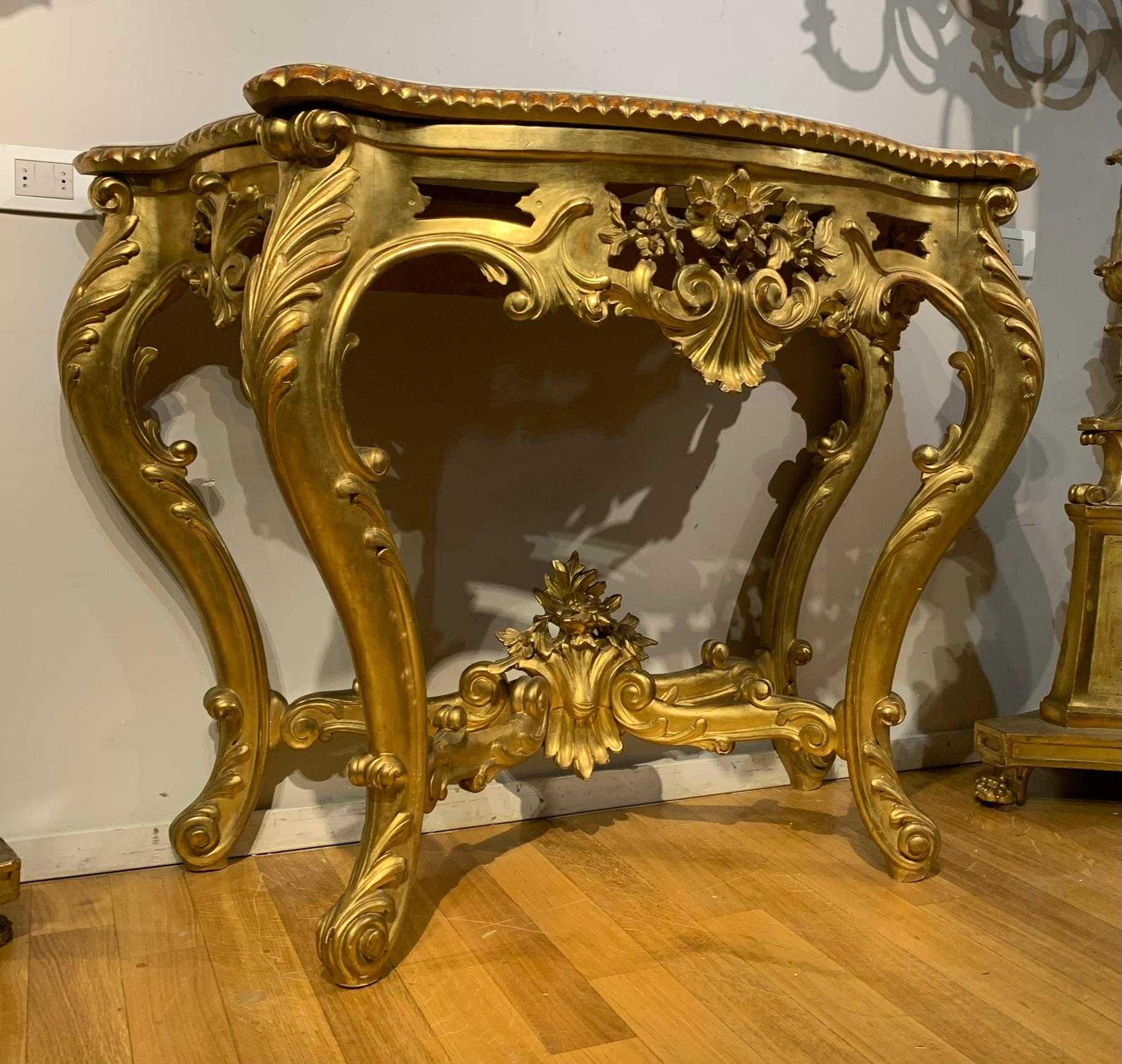 Wood 19th CENTURY CHARLES X GOLDEN CONSOLE For Sale