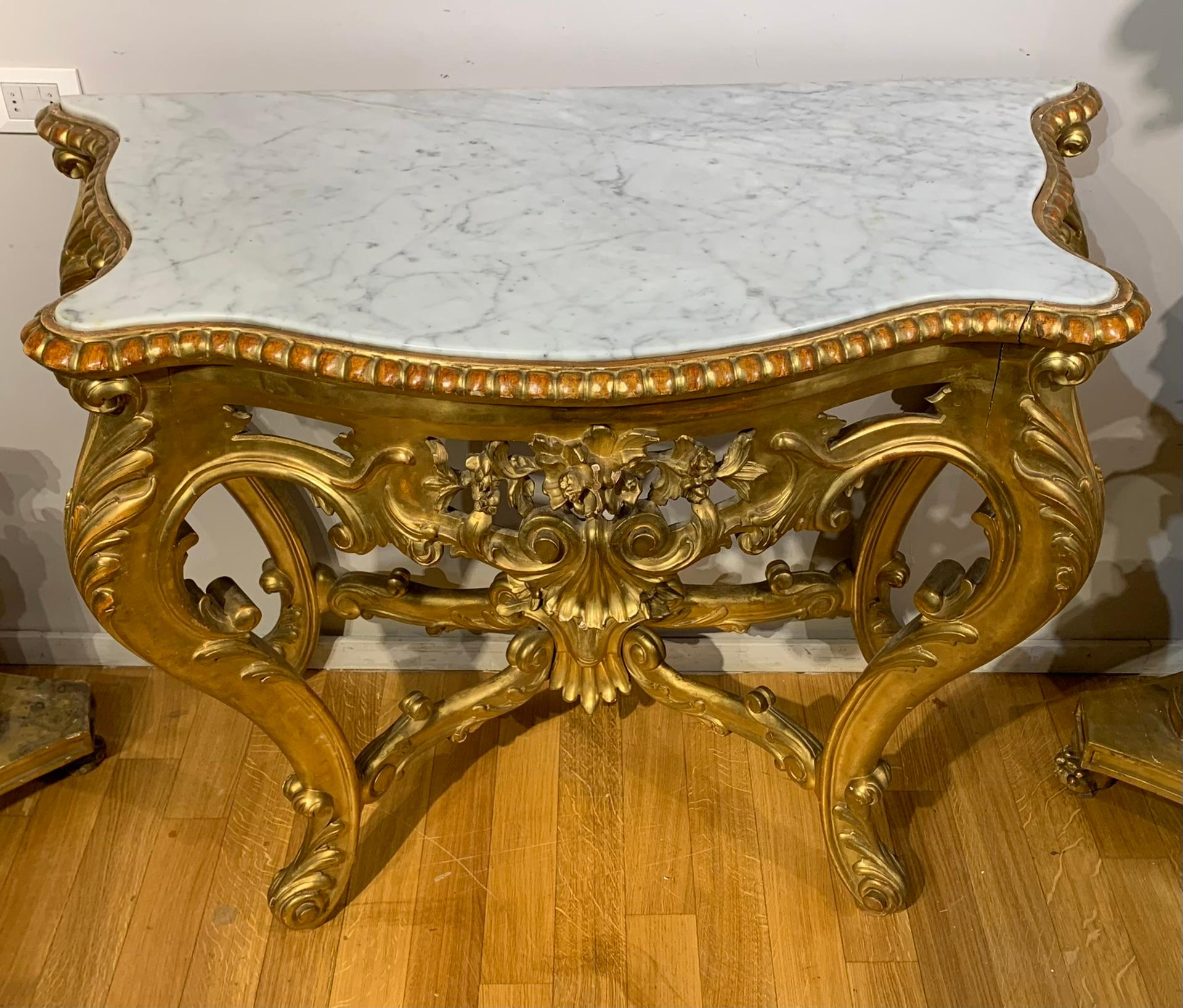19th CENTURY CHARLES X GOLDEN CONSOLE For Sale 1