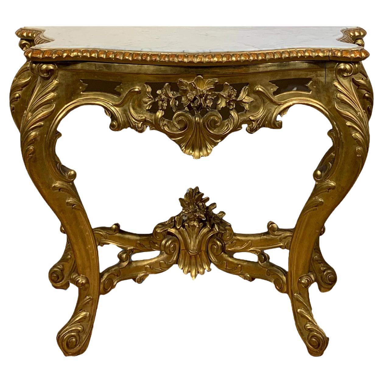 19th CENTURY CHARLES X GOLDEN CONSOLE For Sale
