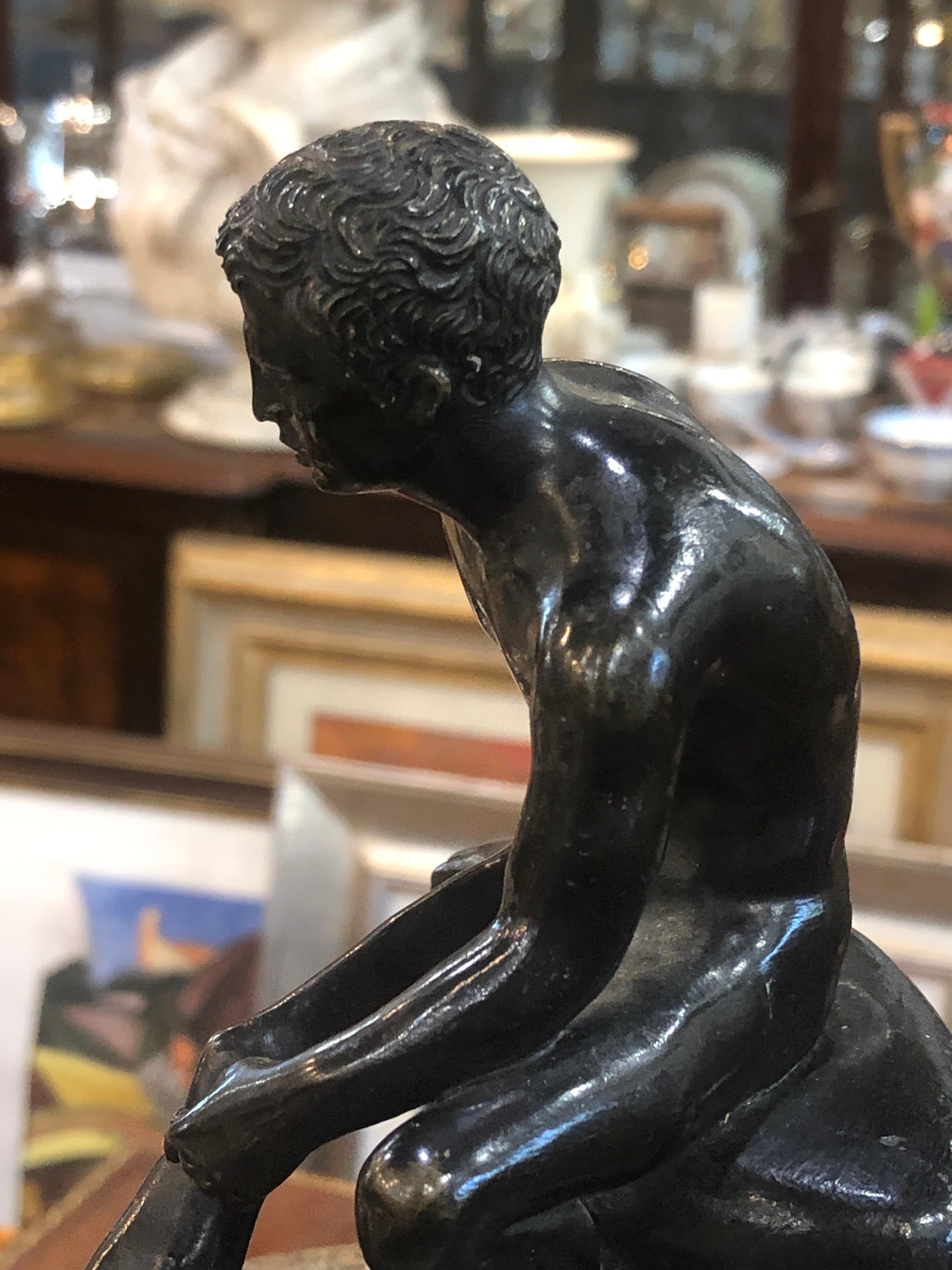19th Century Charles X Gran Tour Bronze Marble Base 'Seated Hermes' or Mercury 5