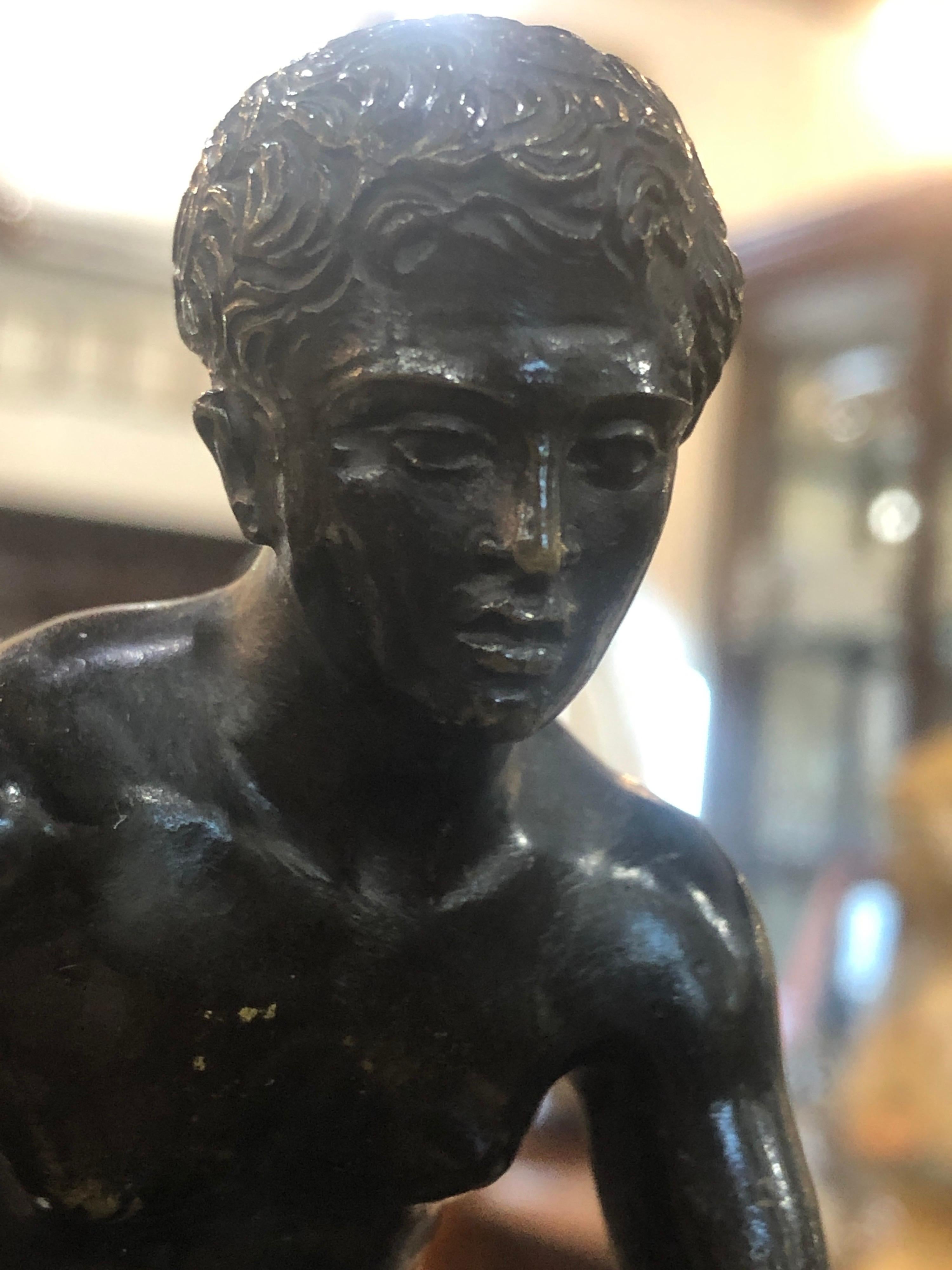 19th Century Charles X Gran Tour Bronze Marble Base 'Seated Hermes' or Mercury For Sale 7