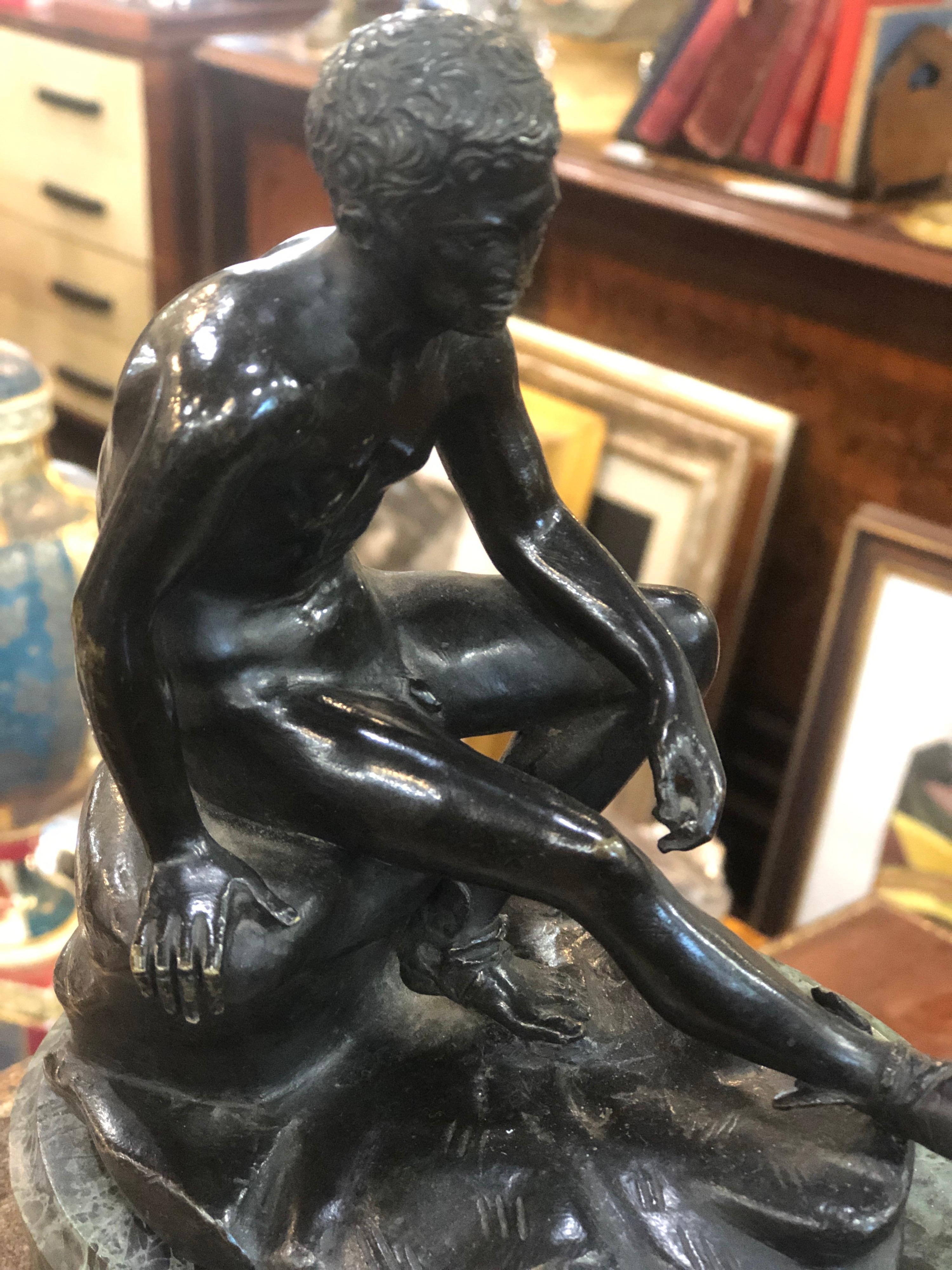 19th Century Charles X Gran Tour Bronze Marble Base 'Seated Hermes' or Mercury For Sale 1