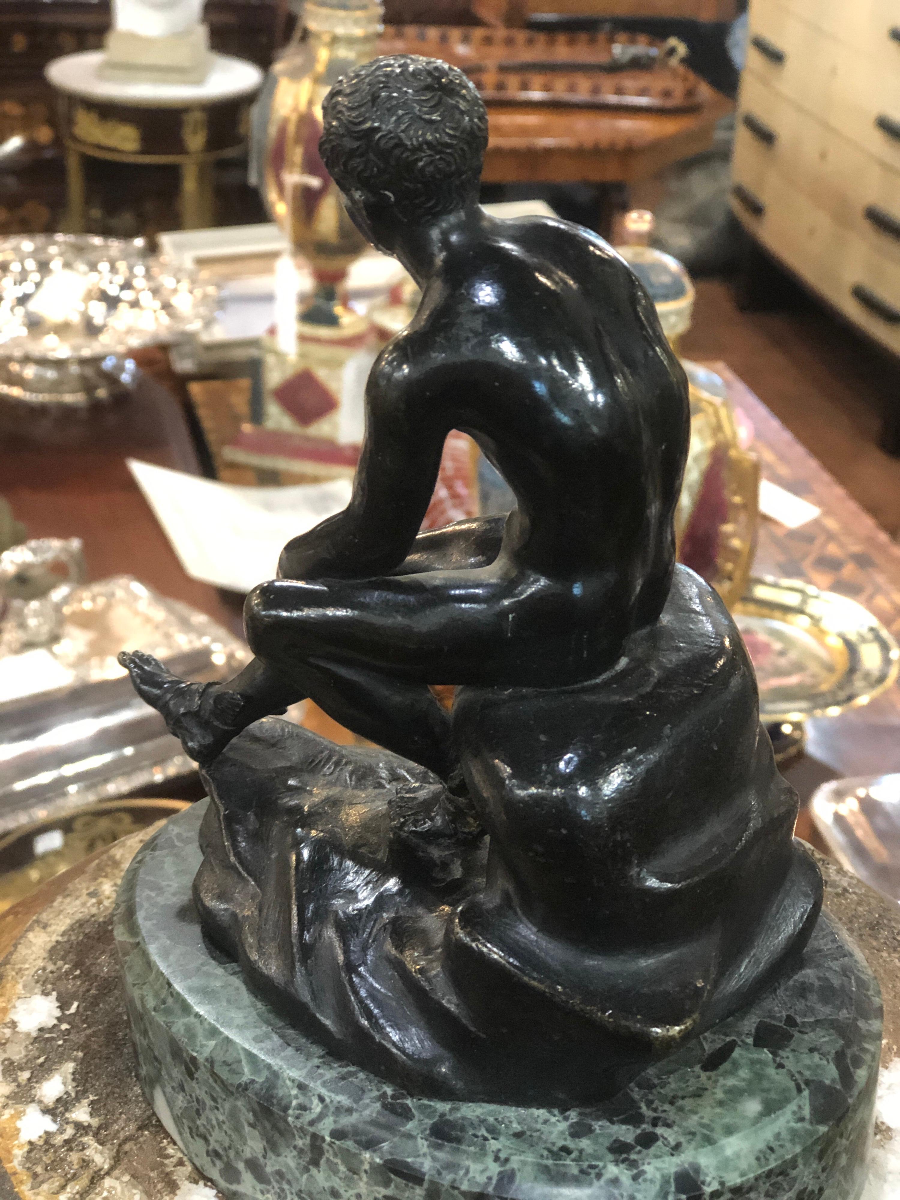 19th Century Charles X Gran Tour Bronze Marble Base 'Seated Hermes' or Mercury 3