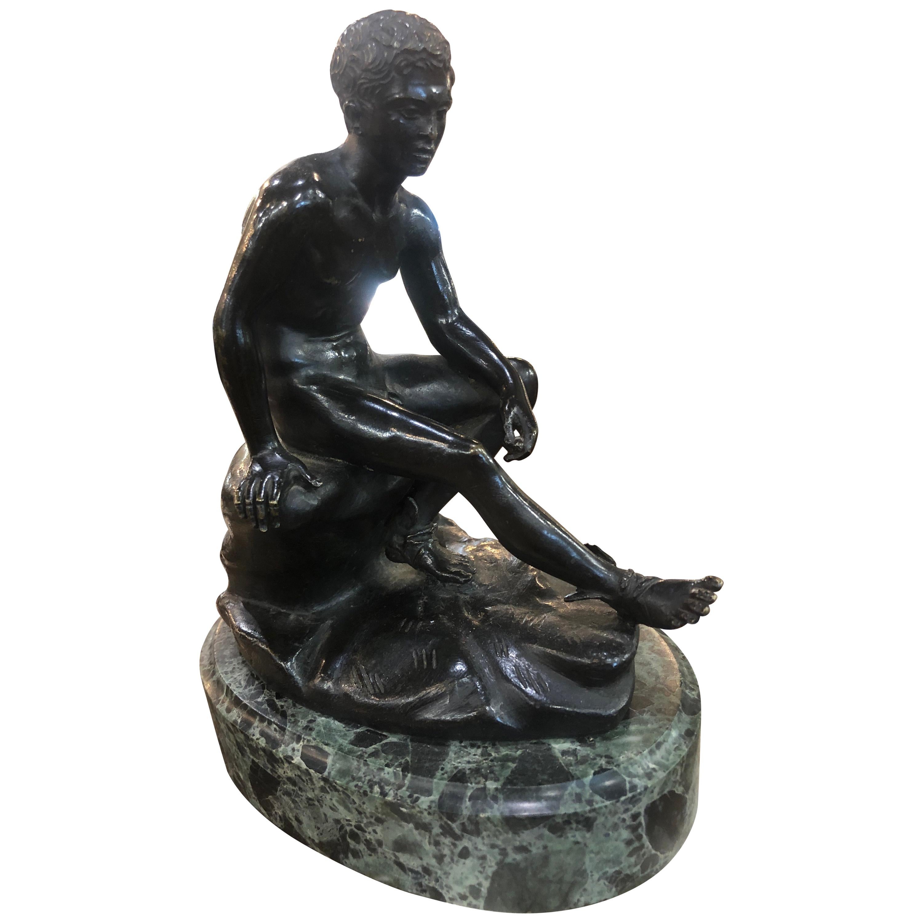 19th Century Charles X Gran Tour Bronze Marble Base 'Seated Hermes' or Mercury For Sale