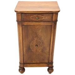 19th Century Charles X Inlaid Walnut Antique Nightstand