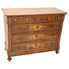 19th Century Charles X Inlaid Walnut Commode or Chest of Drawer