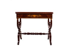 19th Century Charles X Mahogany Inlaid Gaming Table
