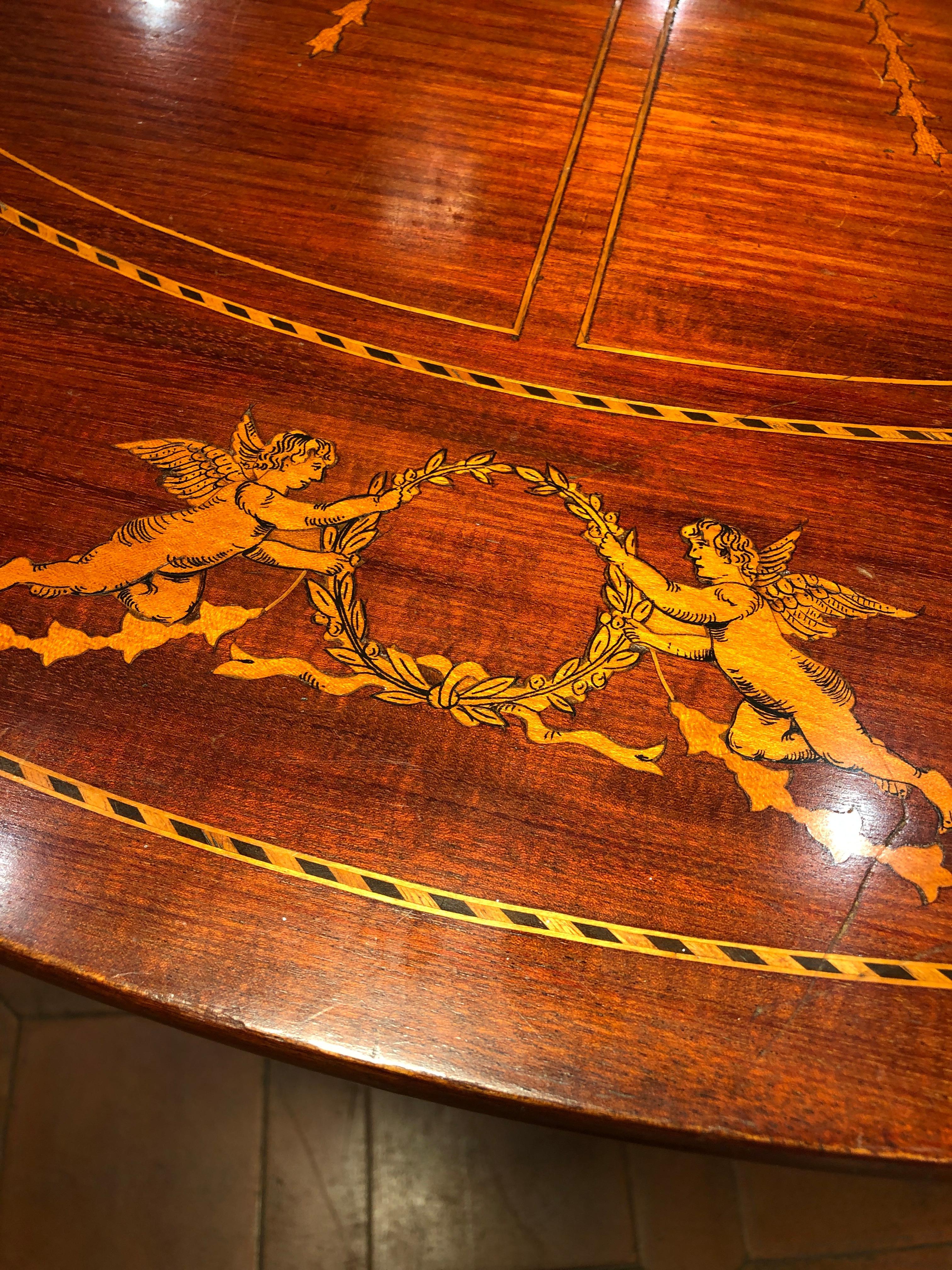 19th Century Charles X Mahogany Inlaid Round Table, 1850s 1