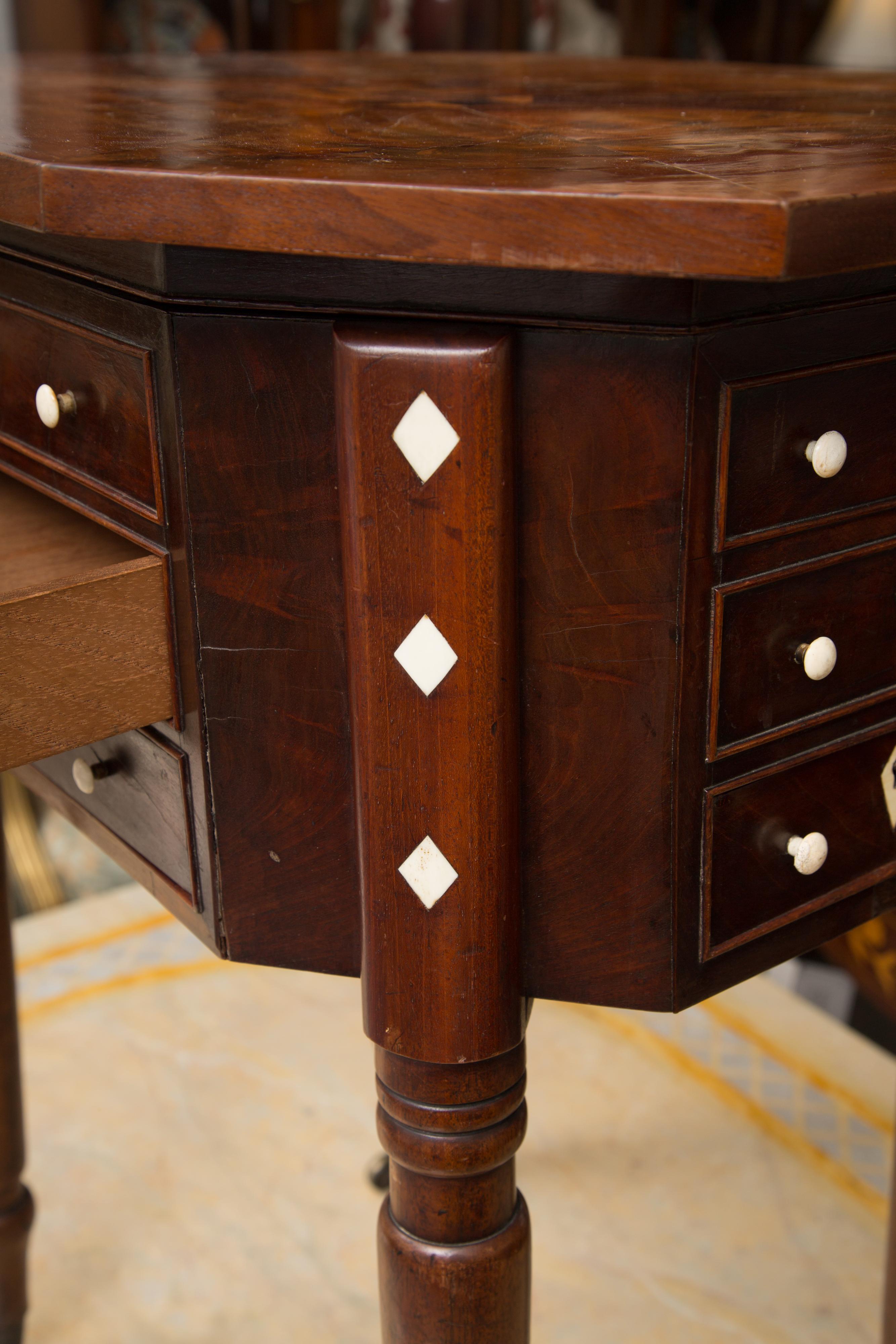 19th Century Charles X Mahogany Sewing Table 5