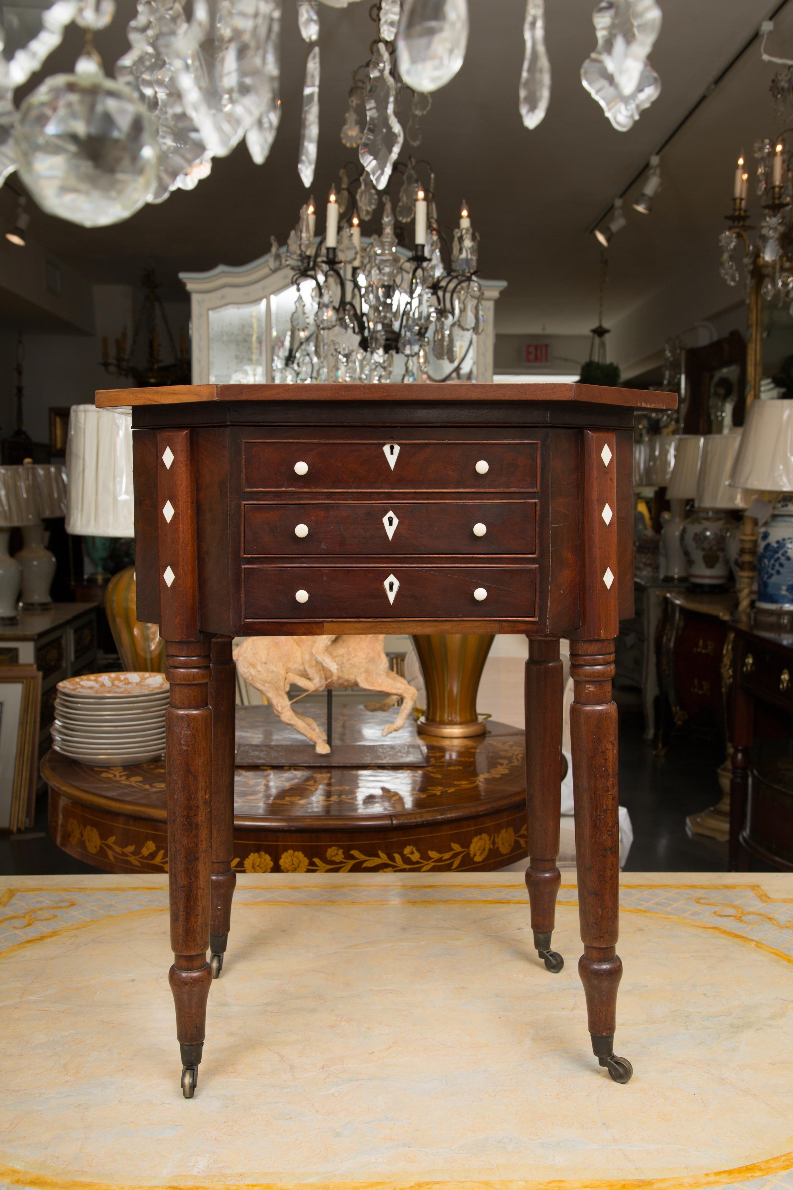 19th Century Charles X Mahogany Sewing Table 9