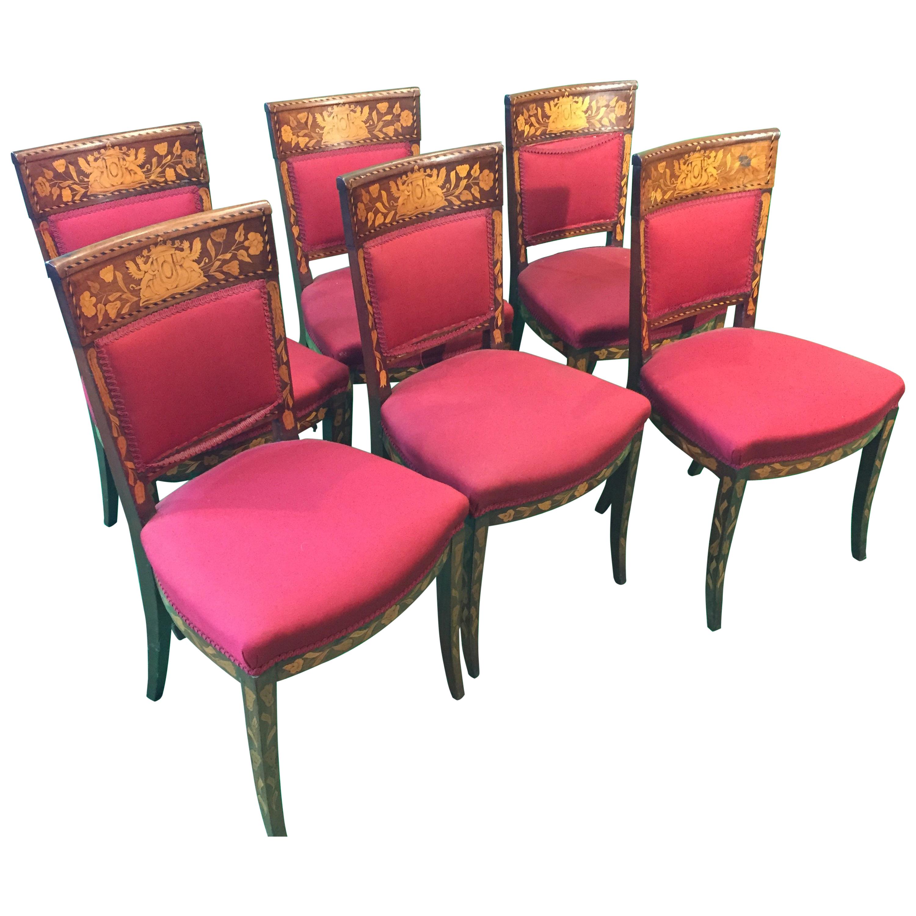 19th Century Irish Revival Charles X Mahogany Inlay Chairs by Millar&Beatty, 1860