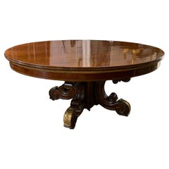 Antique 19th CENTURY CHARLES X OVAL TABLE IN SOLID MAHOGANY 
