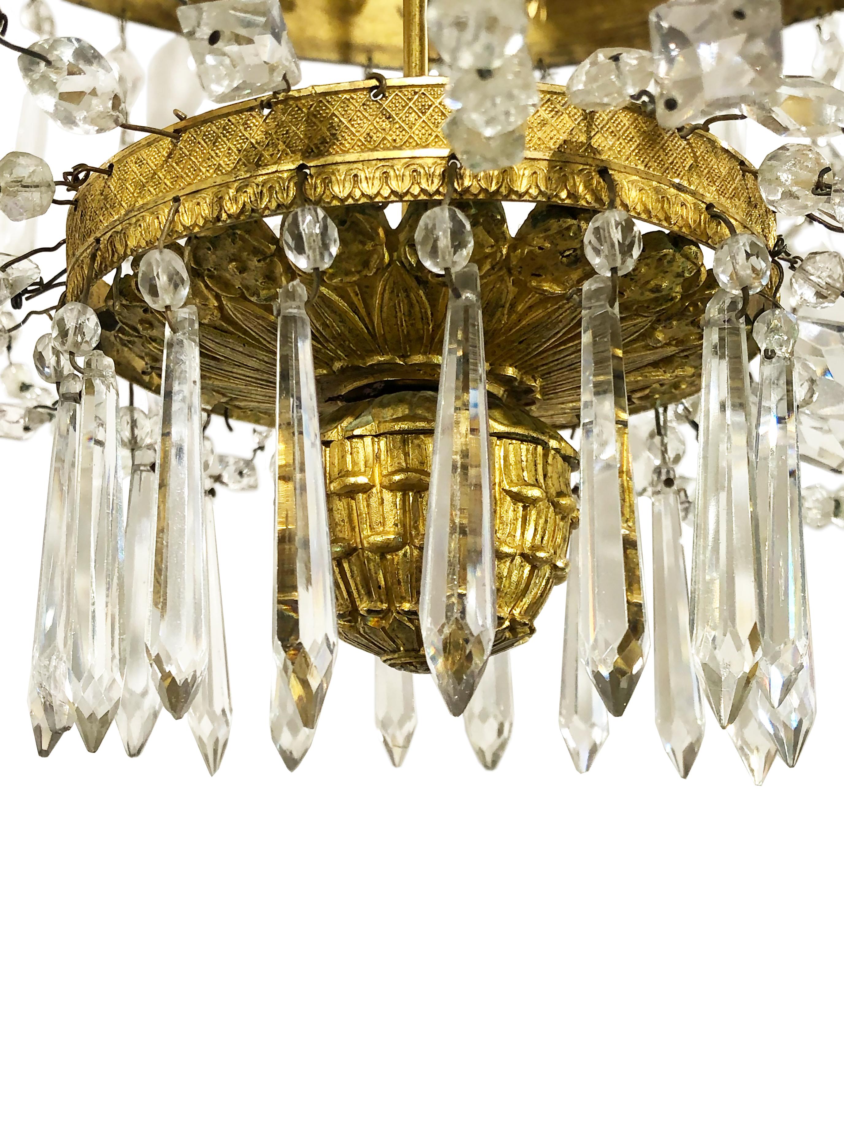 Beaded 19th Century Charles X Period Gilt Bronze and Crystal Chandelier