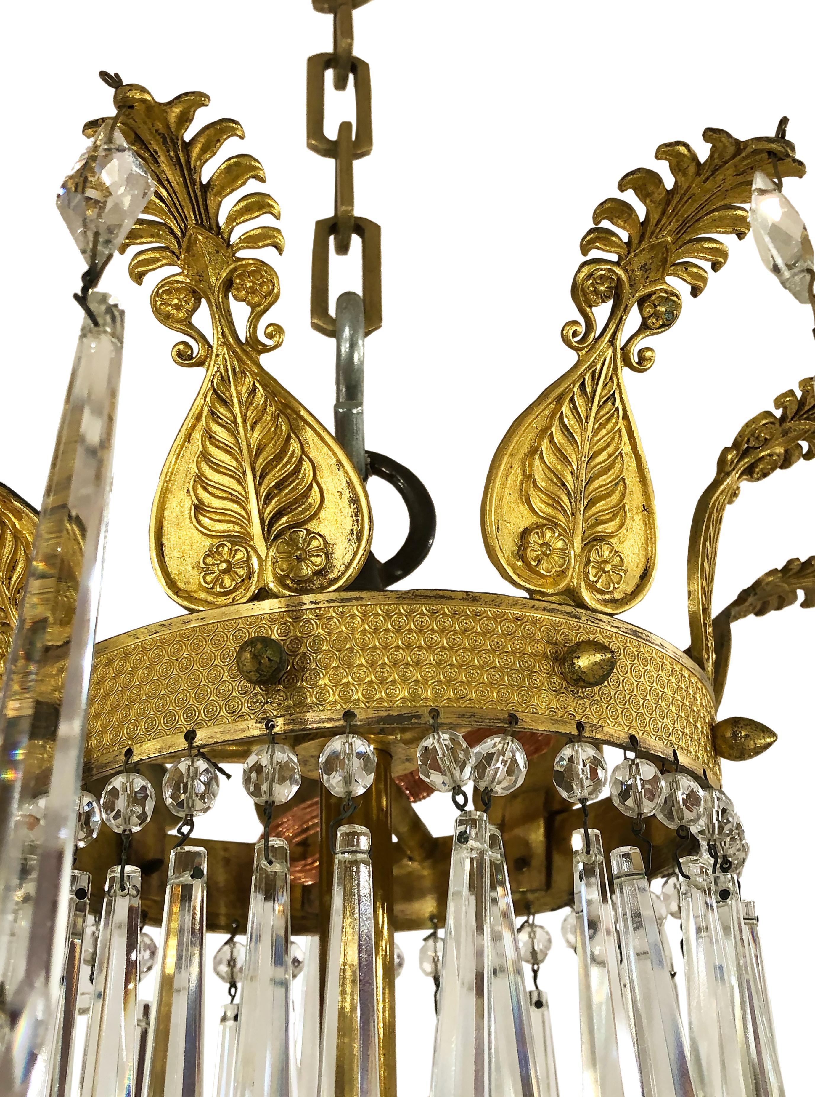 19th Century Charles X Period Gilt Bronze and Crystal Chandelier In Good Condition In Dallas, TX